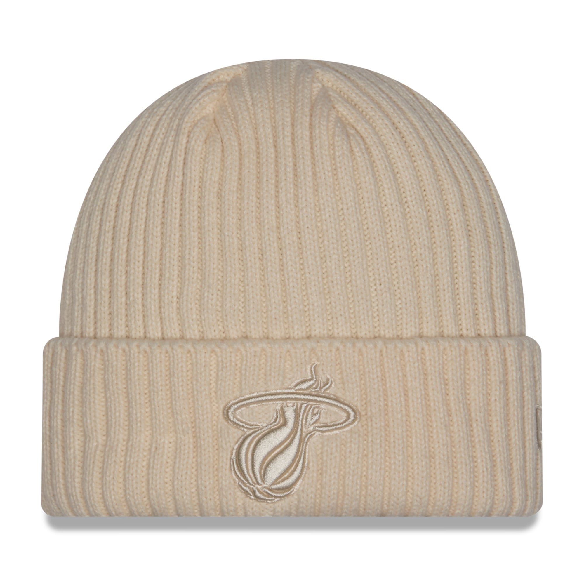 Bonnet à revers New Era crème Miami Heat pour homme