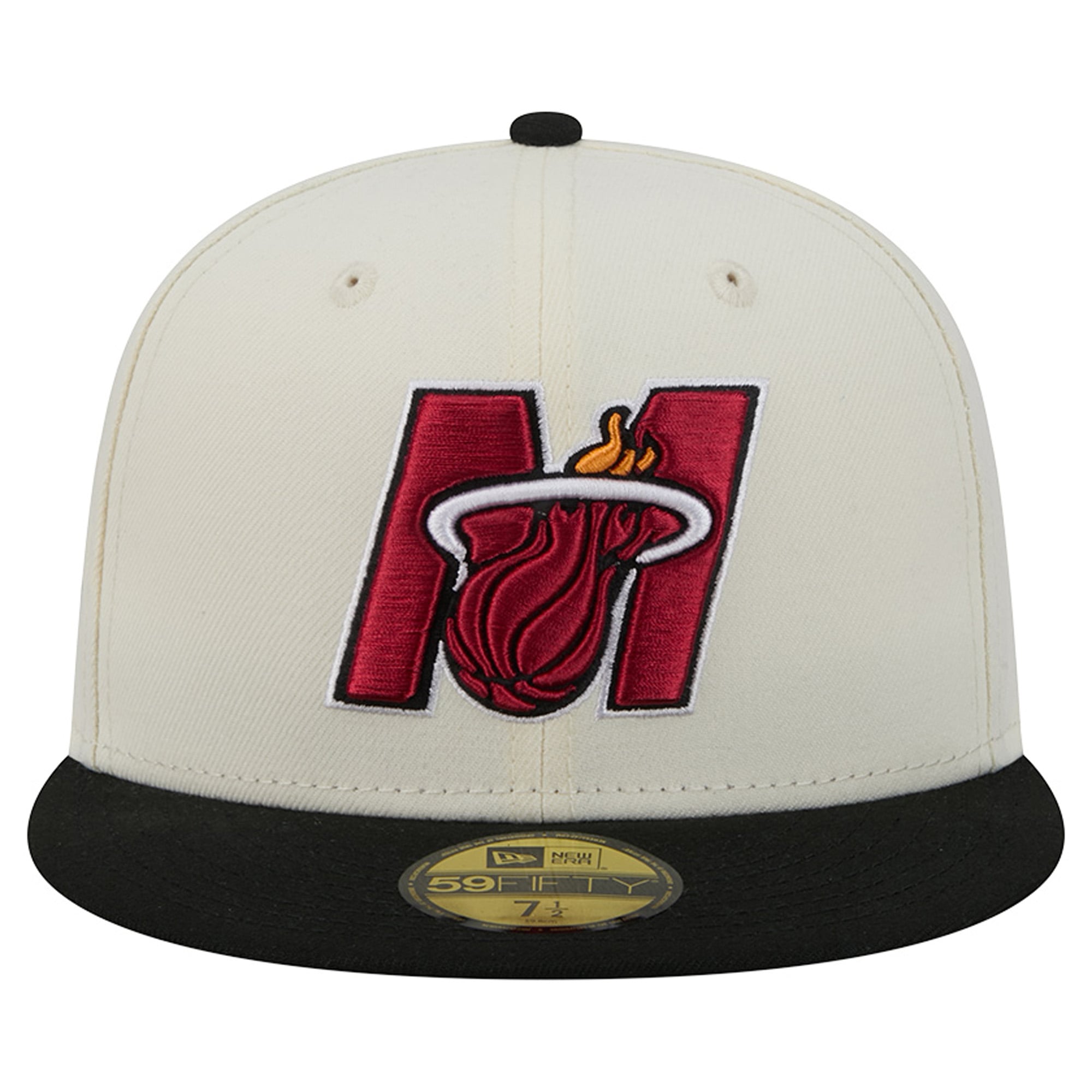 Men's New Era Cream/Black Miami Heat Deceptor 59FIFTY Fitted Hat