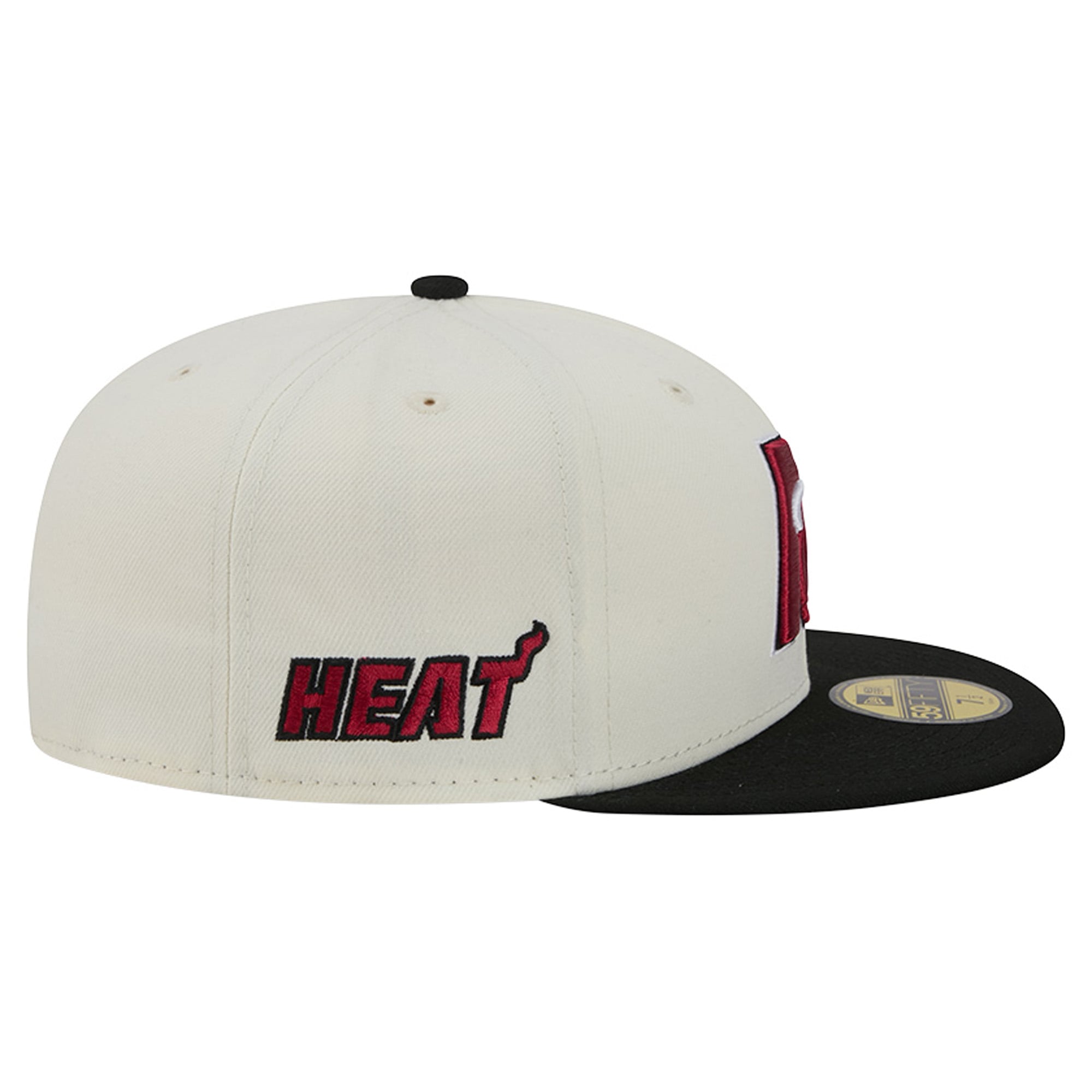Men's New Era Cream/Black Miami Heat Deceptor 59FIFTY Fitted Hat