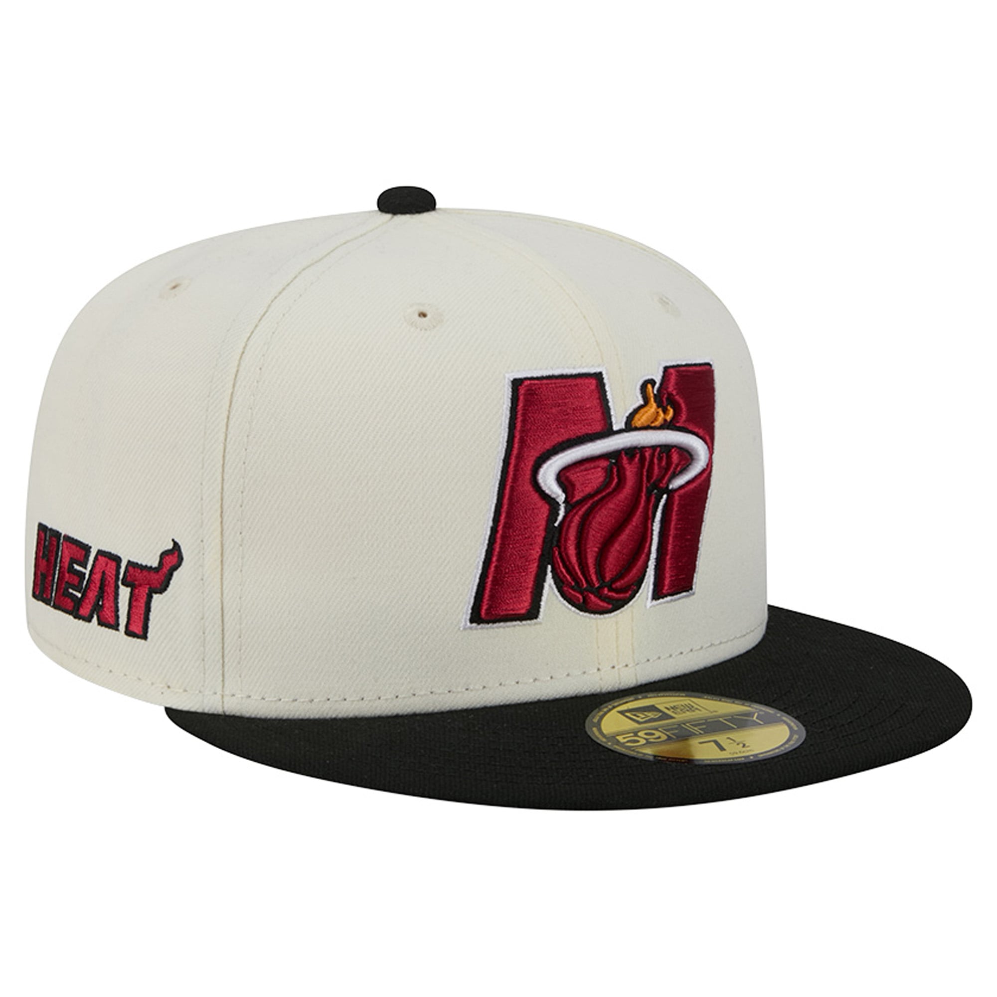 Men's New Era Cream/Black Miami Heat Deceptor 59FIFTY Fitted Hat
