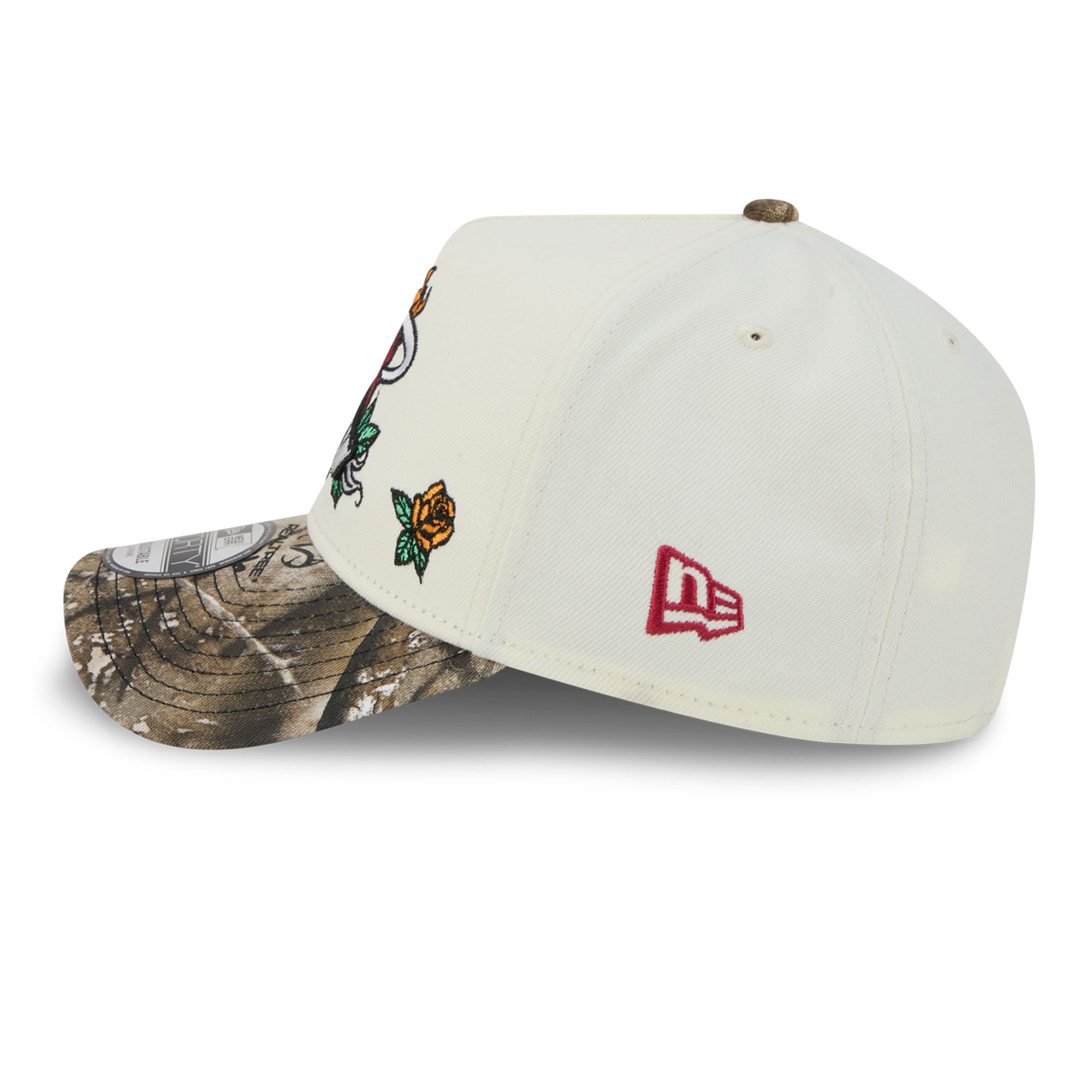 Casquette ajustable New Era 9FORTY A-Frame crème/camouflage Miami Heat Rose Banner pour homme