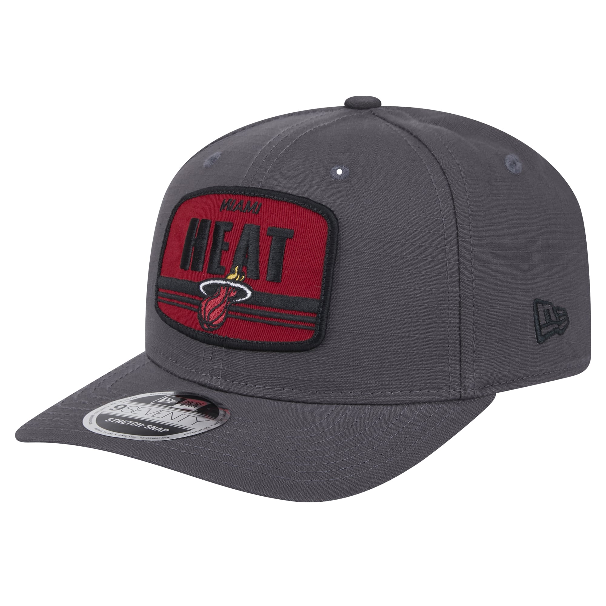 Men's Miami Heat New Era Graphite Team Elevated Patch 9SEVENTY Adjustable Hat