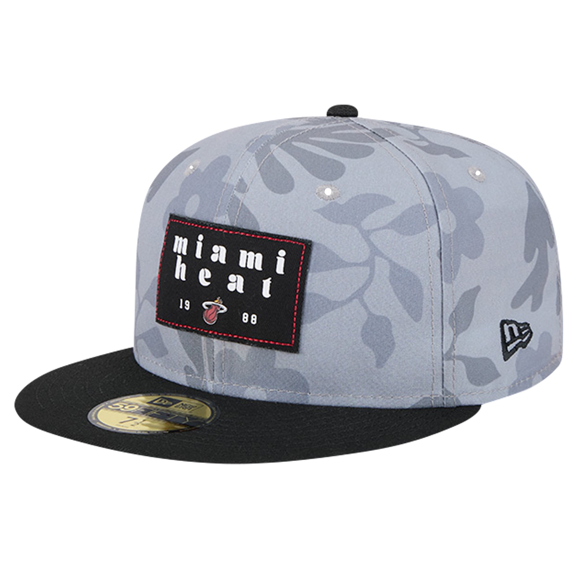 Men's Miami Heat New Era Gray Palm Fronds 2-Tone 59FIFTY Fitted Hat