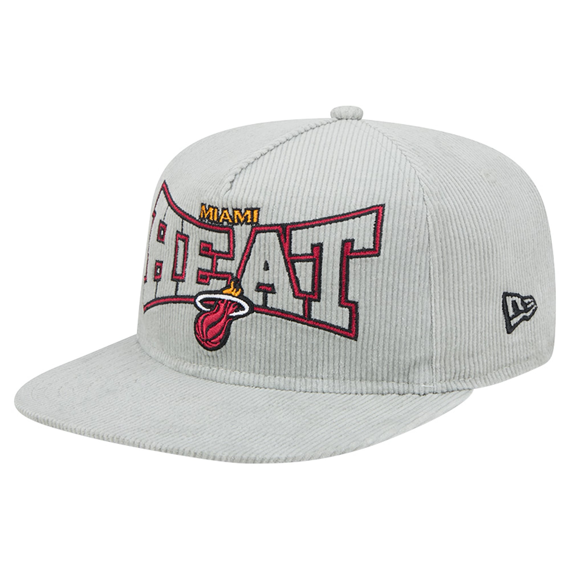 Men's Miami Heat New Era Gray Throwback Corduroy Golfer Snapback Hat