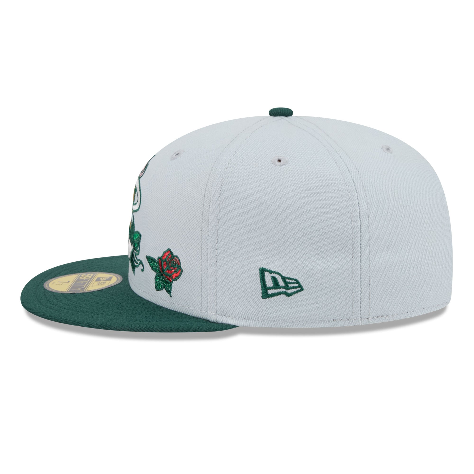 Casquette ajustée New Era 59FIFTY pour homme, grise et verte, Miami Heat Rose Banner