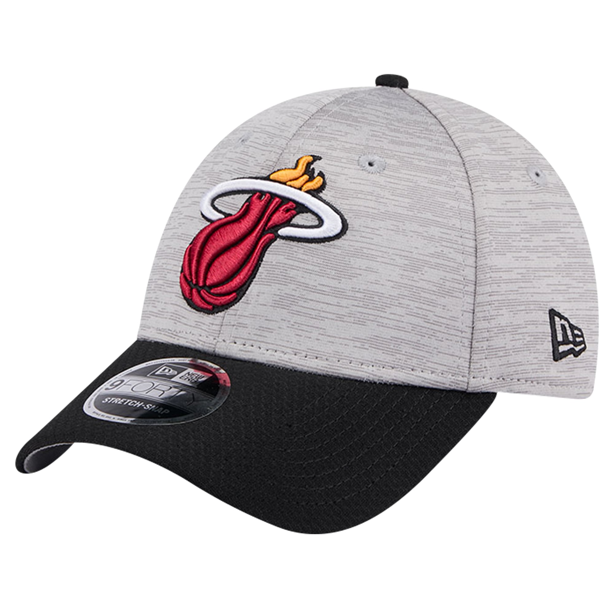 Men's Miami Heat New Era Heather Gray/Black Active Digi-Tech Two-Tone 9FORTY Adjustable Hat