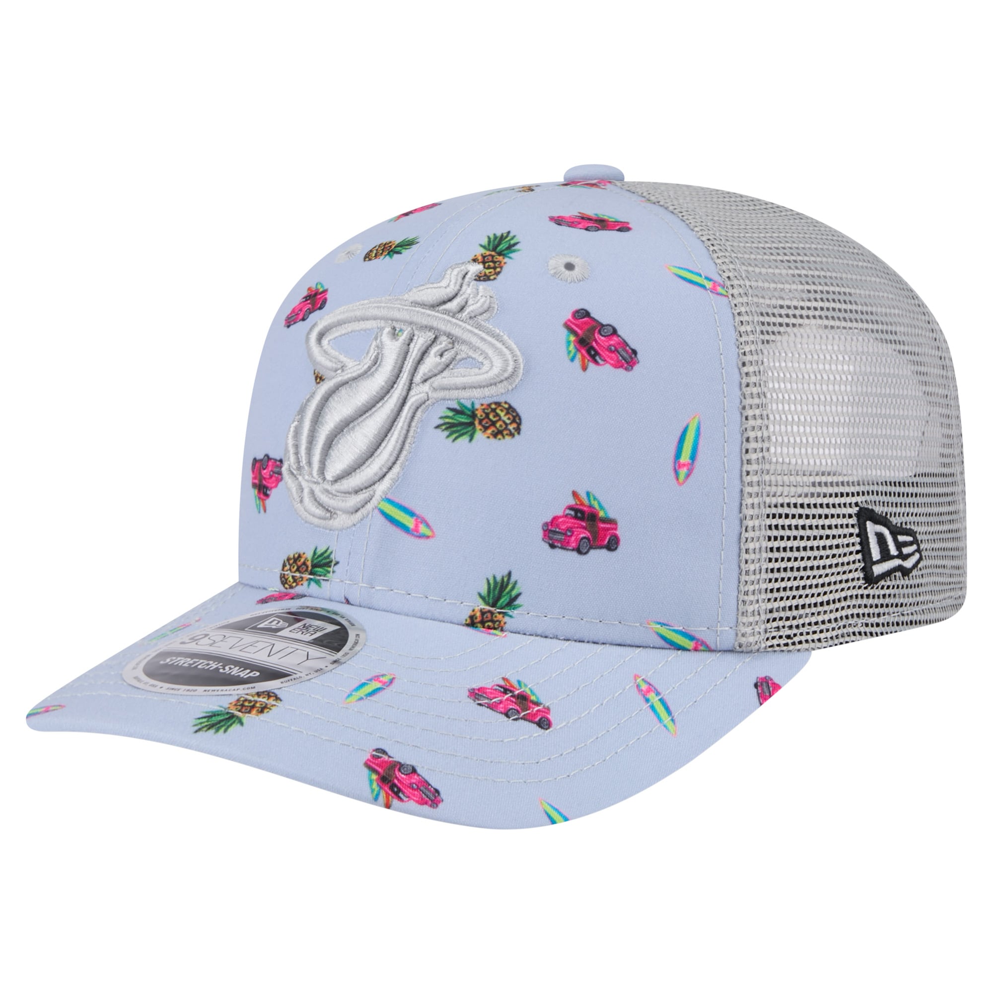 Men's Miami Heat New Era Light Blue/Gray Adventure Aloha Pattern 9SEVENTY Stretch-Snap Hat