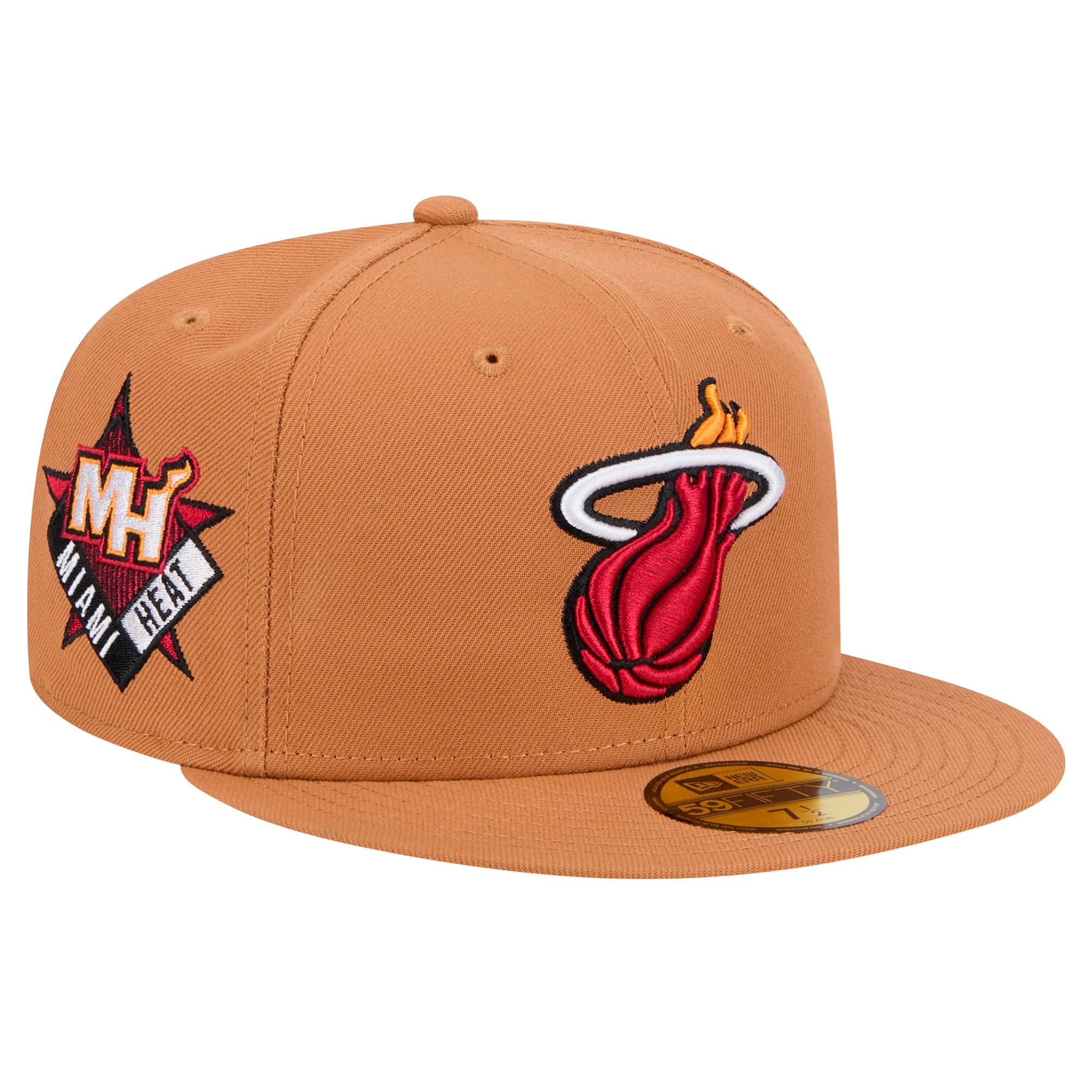 Men's Miami Heat New Era Tan Color Pack 59FIFTY Fitted Hat