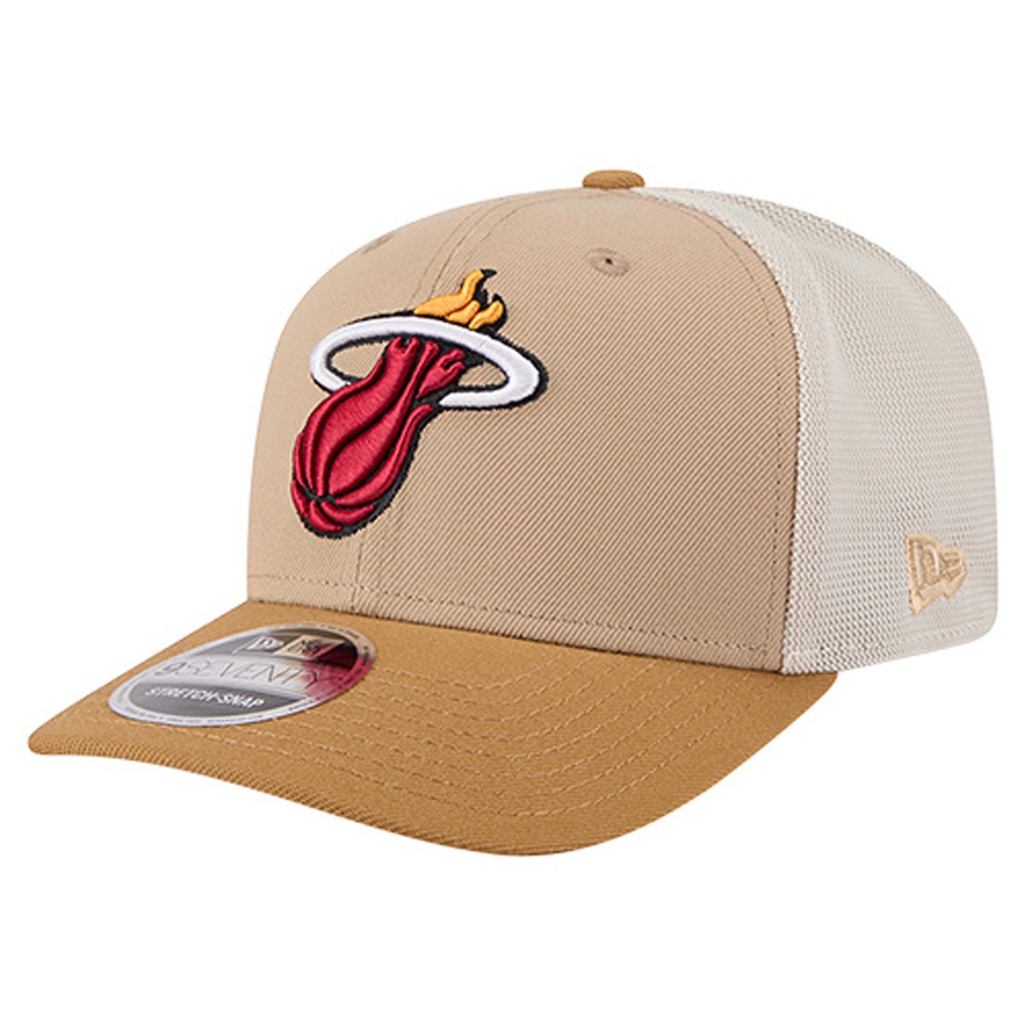Men's Miami Heat New Era Tan/Light Brown Two-Tone 9SEVENTY Adjustable Trucker Hat