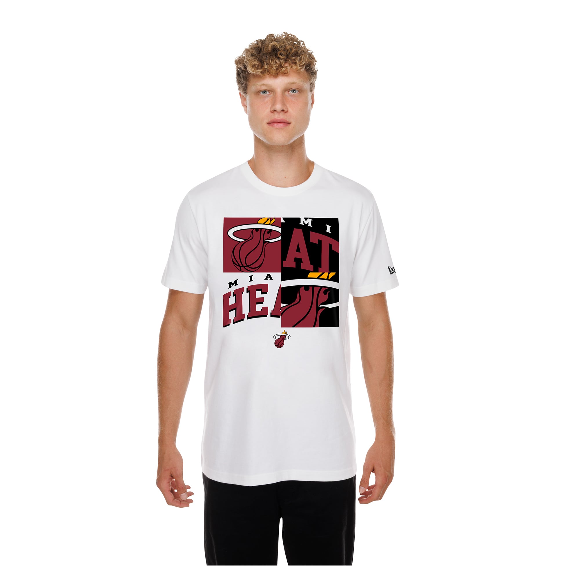 Men's New Era White Miami Heat Block Logo T-Shirt