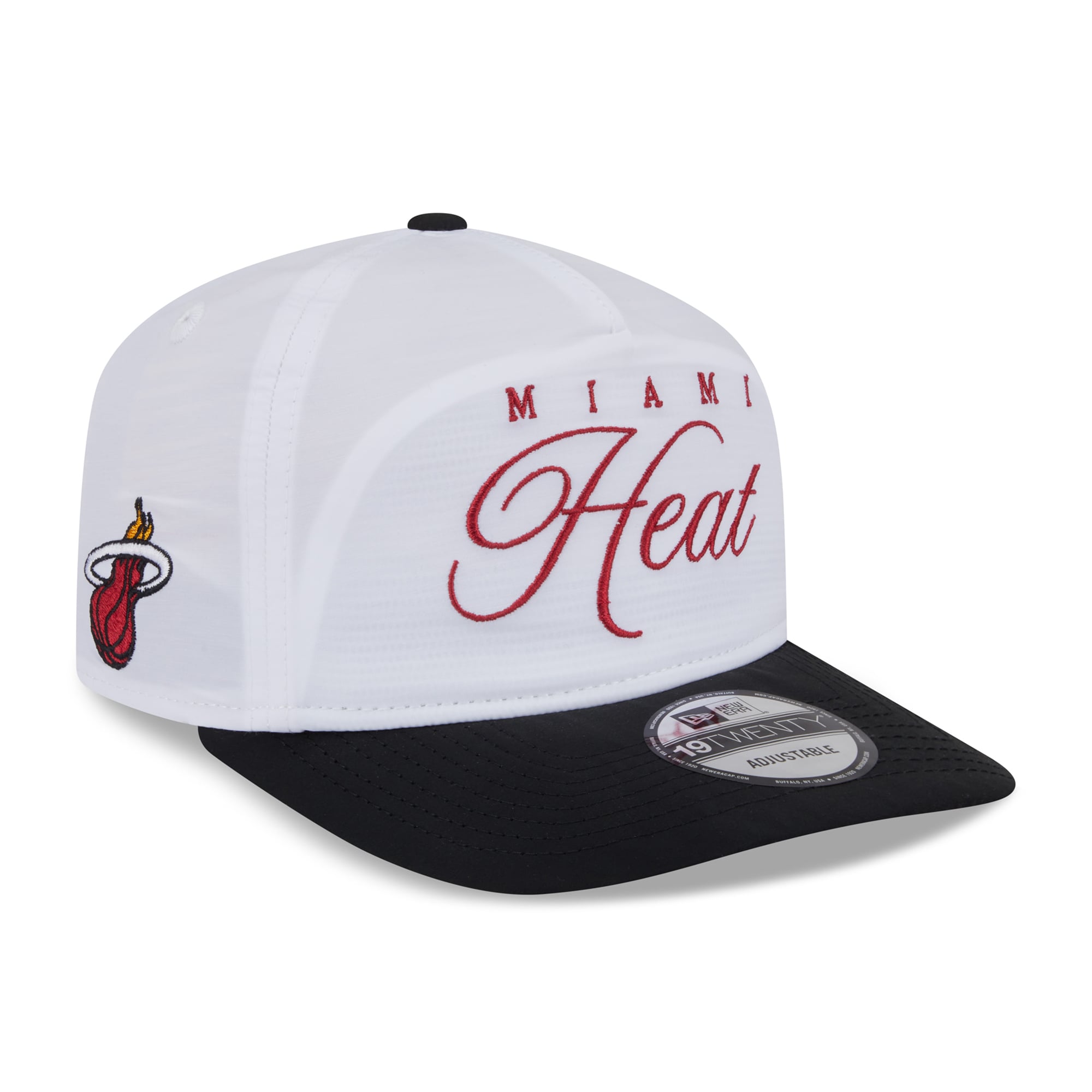 Men's Miami Heat New Era White/Black 2025 NBA Draft On-Stage Nylon 19TWENTY Adjustable Hat