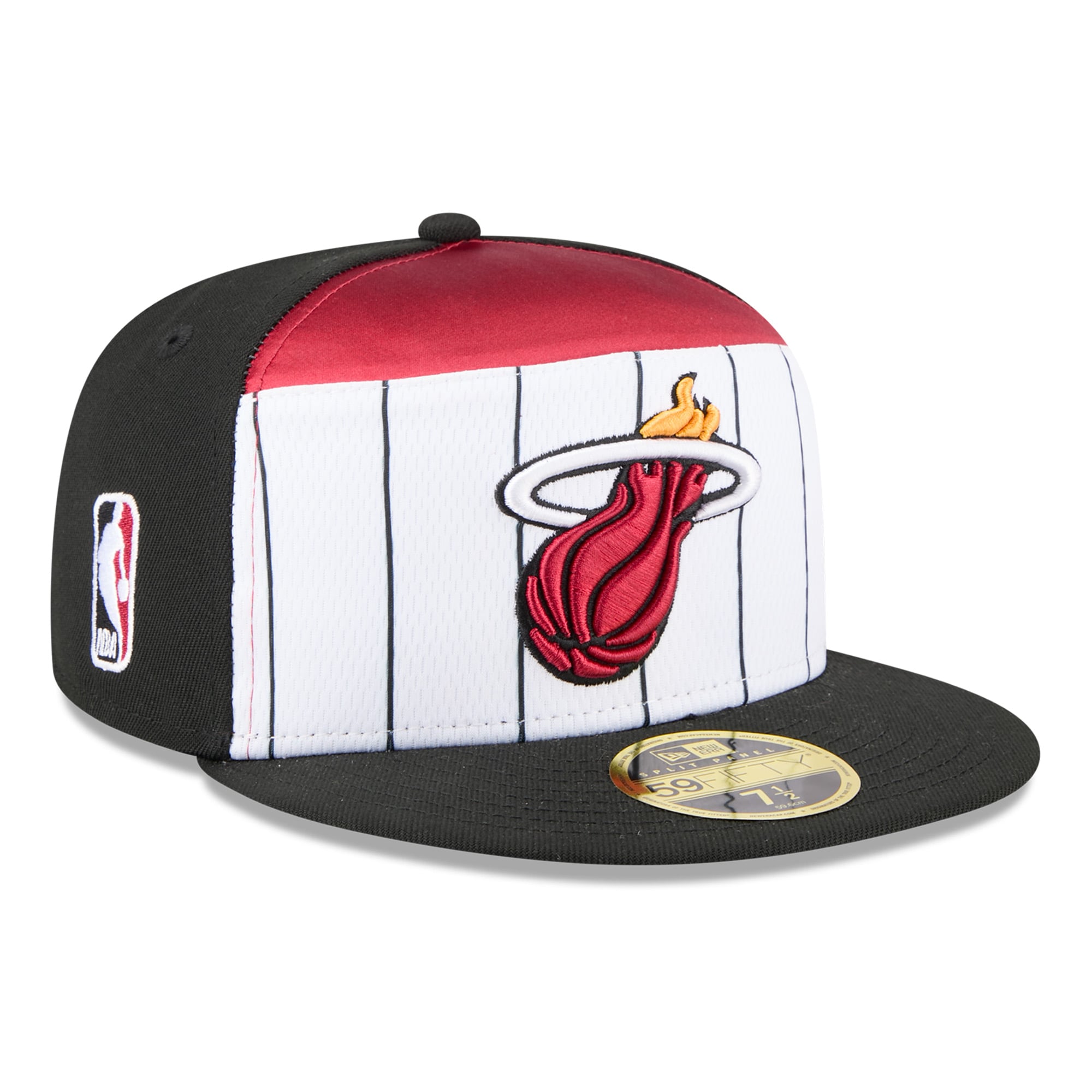 Men's Miami Heat New Era White/Black 2025 NBA Tip Off Split Panel 59FIFTY Fitted Hat