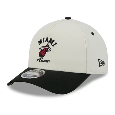 Miami Heat New Era Arch 9FORTY A-Frame M-Crown Adjustable Hat - White/Black