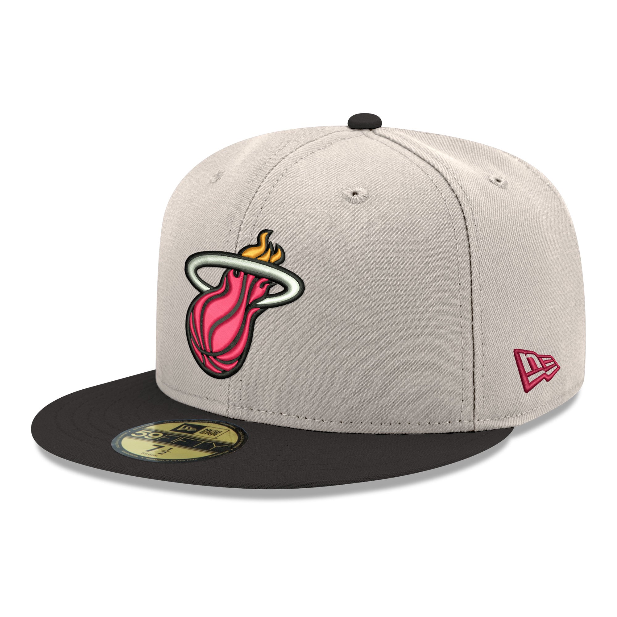 Men's New Era White/Black Miami Heat Chrome 59FIFTY Fitted Hat
