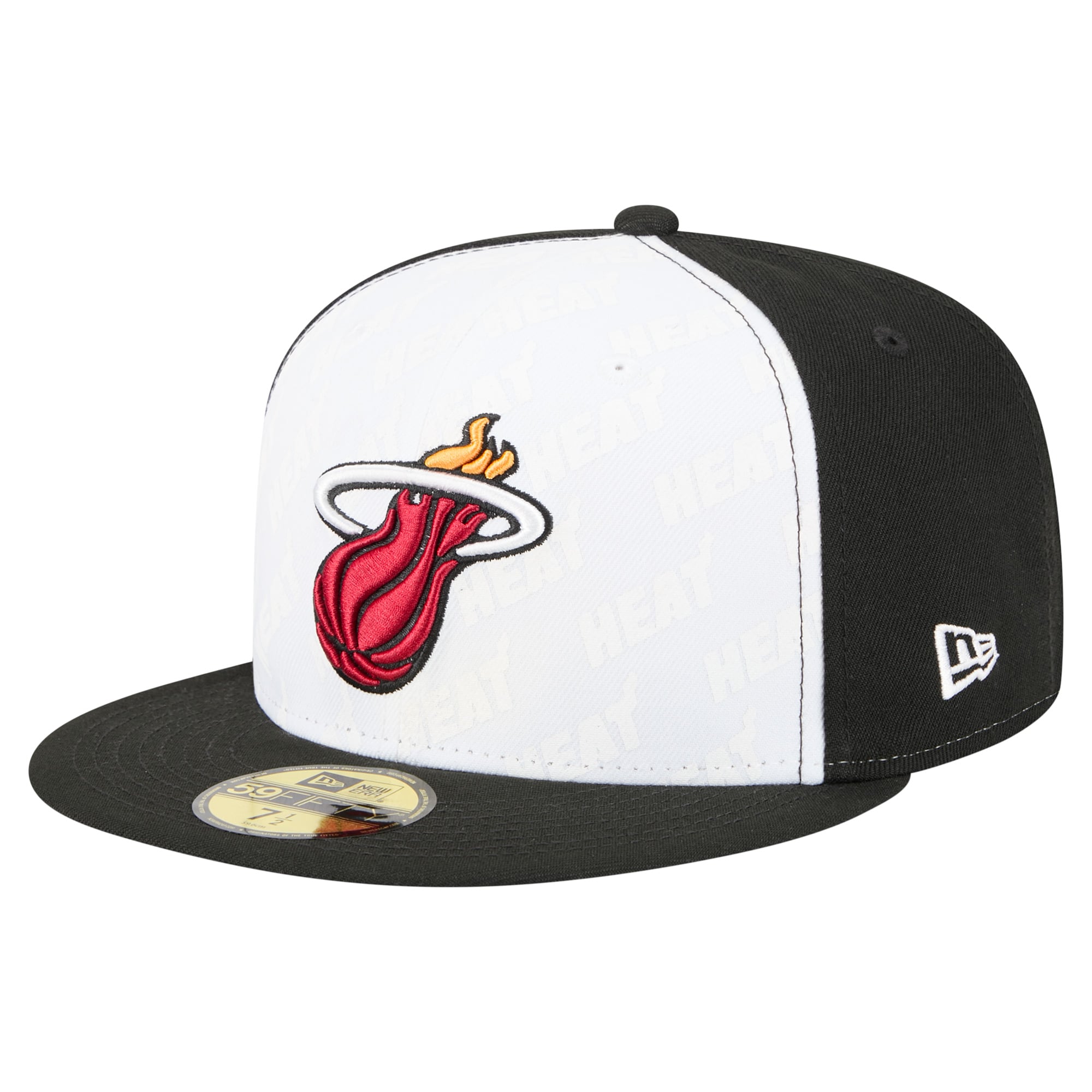 Men's Miami Heat New Era White/Black Repeat 59Fifty Fitted Hat