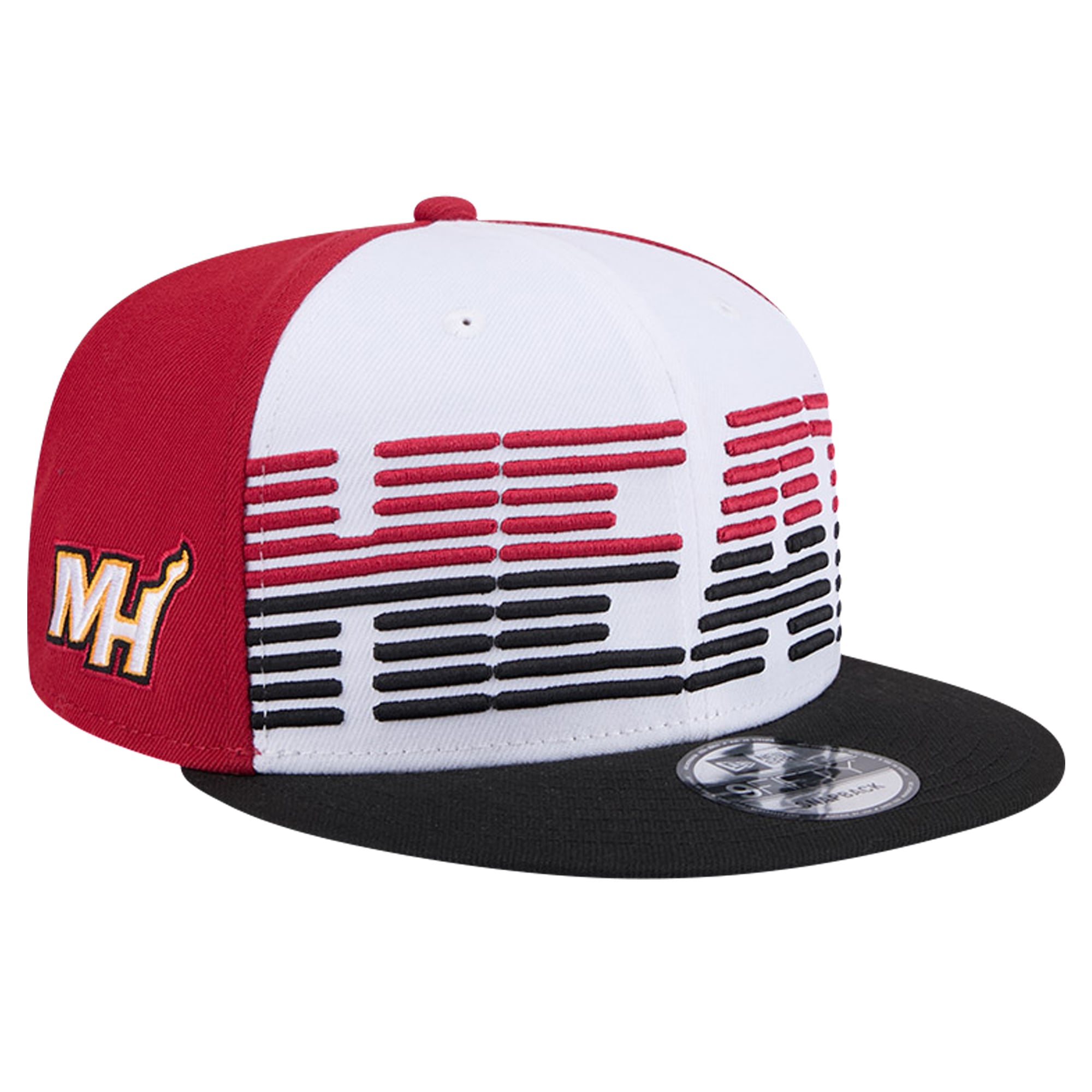 Men's Miami Heat New Era White/Black Throwback Gradient Tech Font 9FIFTY Snapback Hat
