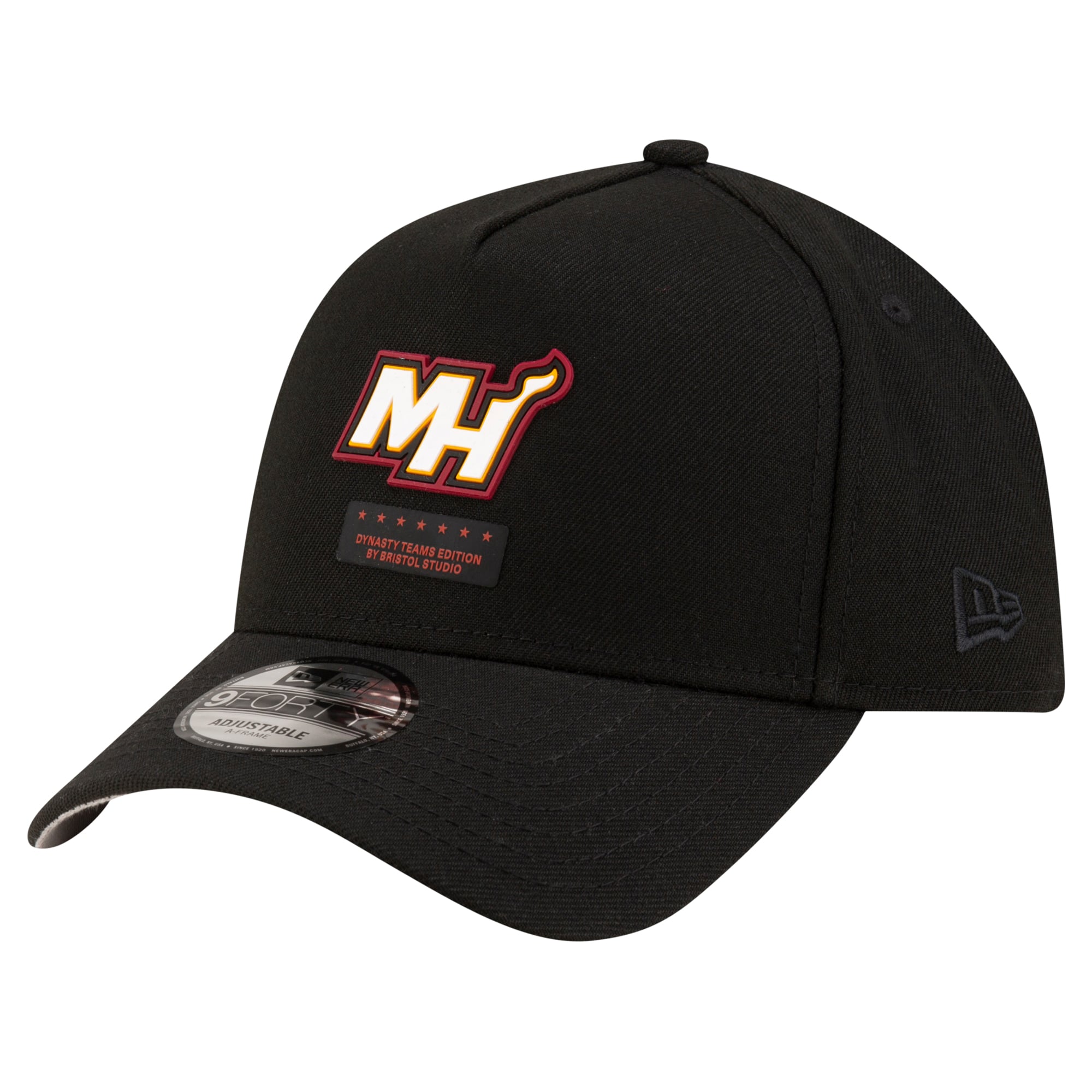Men's New Era x Bristol Studio Black Miami Heat Dynasty Edition 9FORTY A-Frame Adjustable Hat