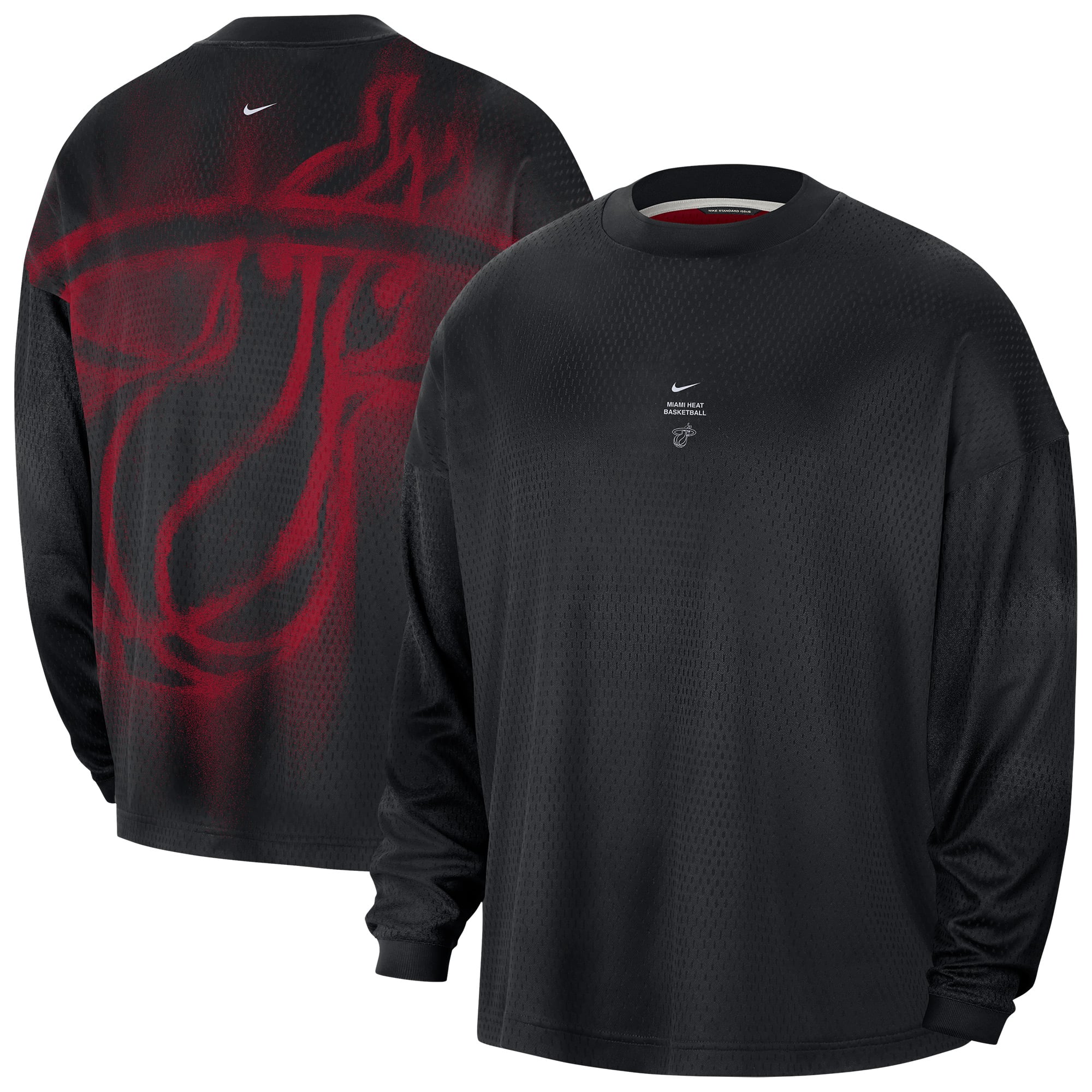 Men's Nike Black Miami Heat 2026 Standard Issue Pre-Game Performance Long Sleeve T-Shirt