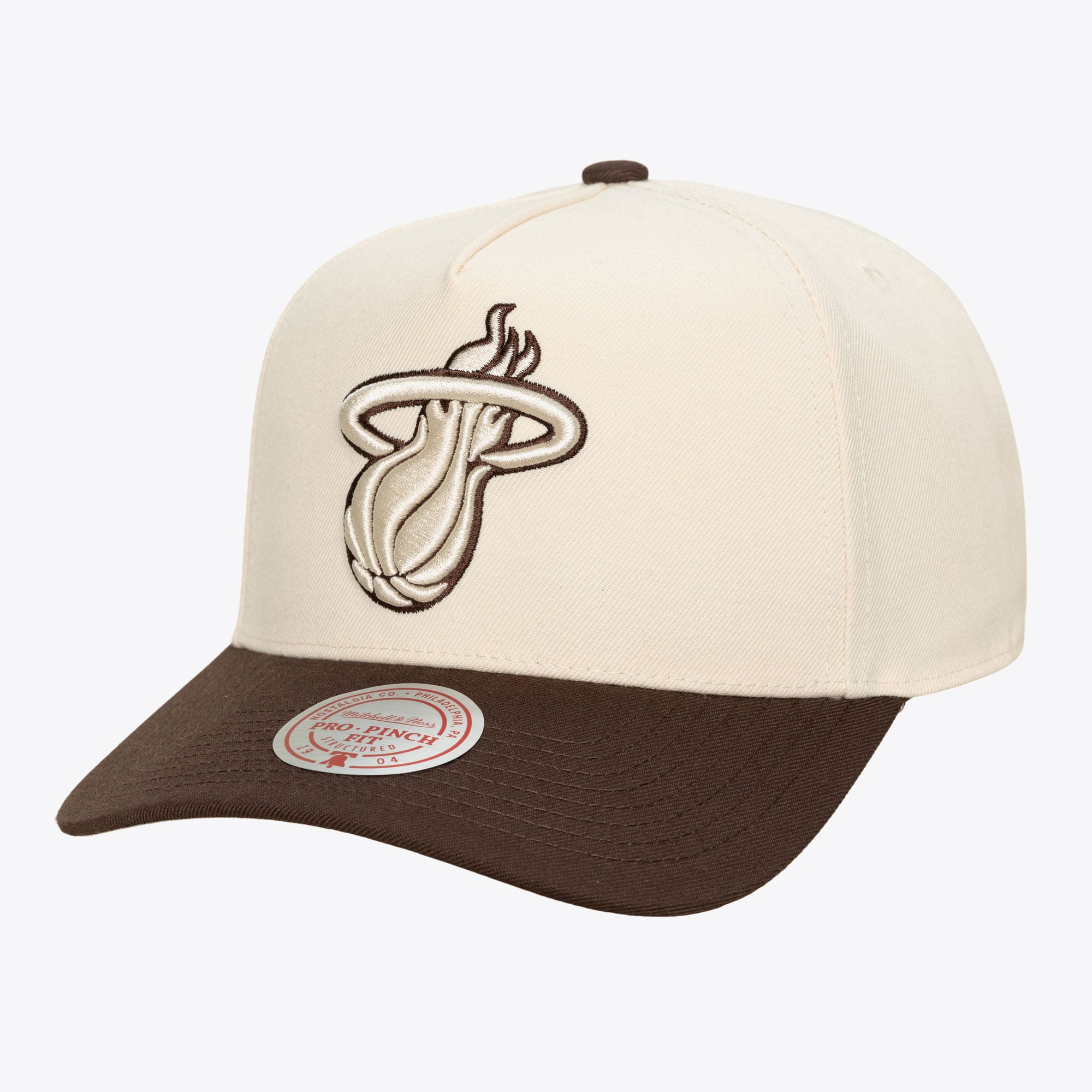Miami Heat Cream & Brown Pro Pinch Snapback Hat