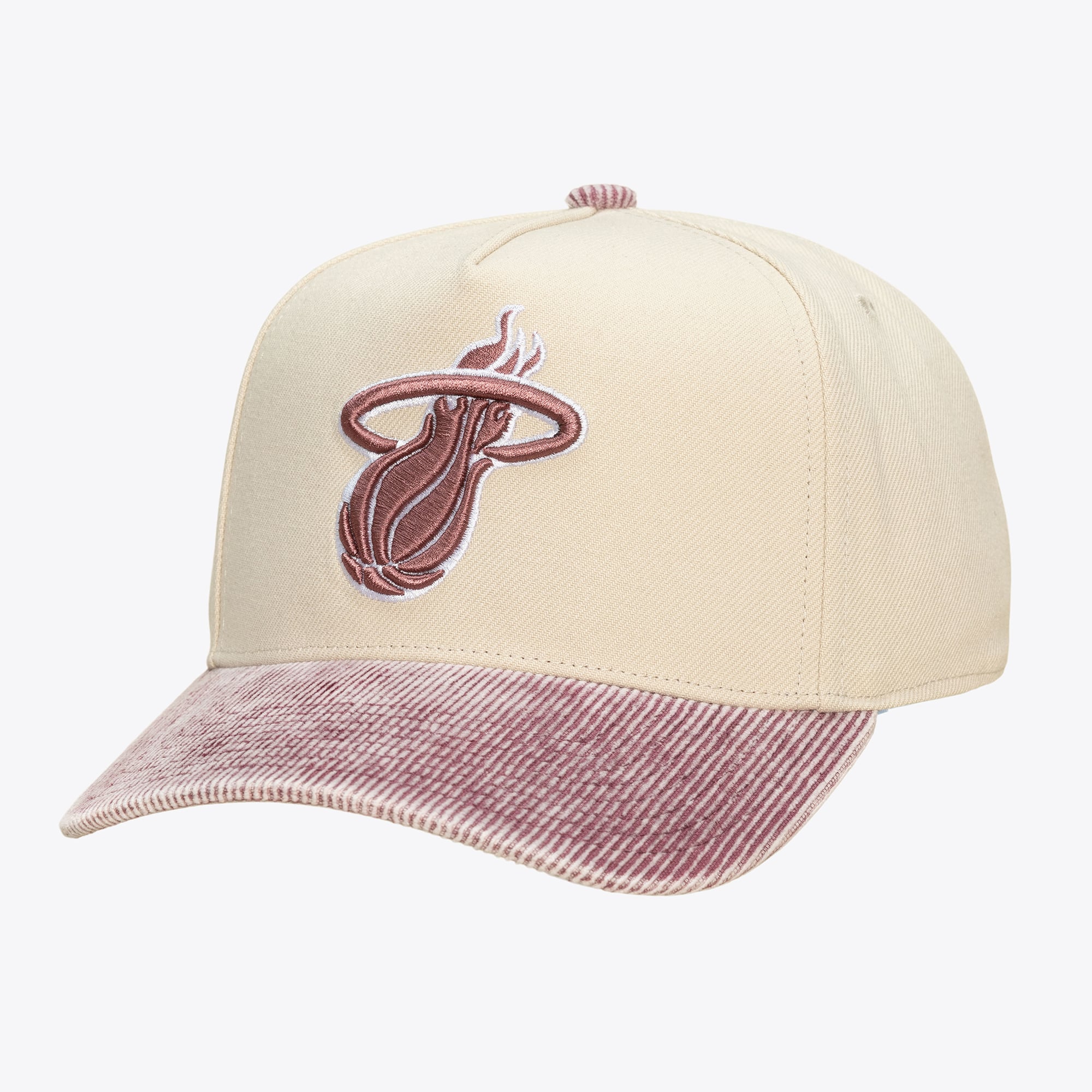 Miami Heat Cream Faded Corduroy Pro Pinch Snapback Hat
