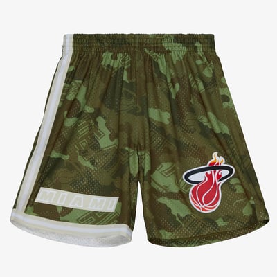 Miami Heat Mitchell & Ness 1996 Ghost Camo Swingman Shorts - Green - Mens