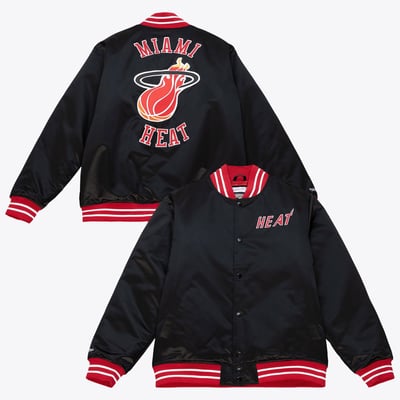 Miami Heat Mitchell & Ness Heavyweight Satin Jacket - Black - Mens