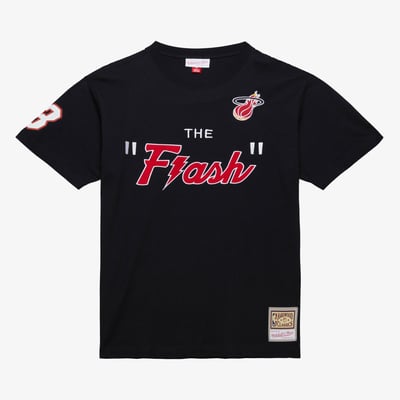 Miami Heat Mitchell & Ness Premium Nickname T-Shirt Dwayne Wade The Flash