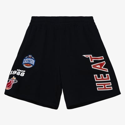 Miami Heat Mitchell & Ness Team Origins Fleece Shorts - Black - Mens