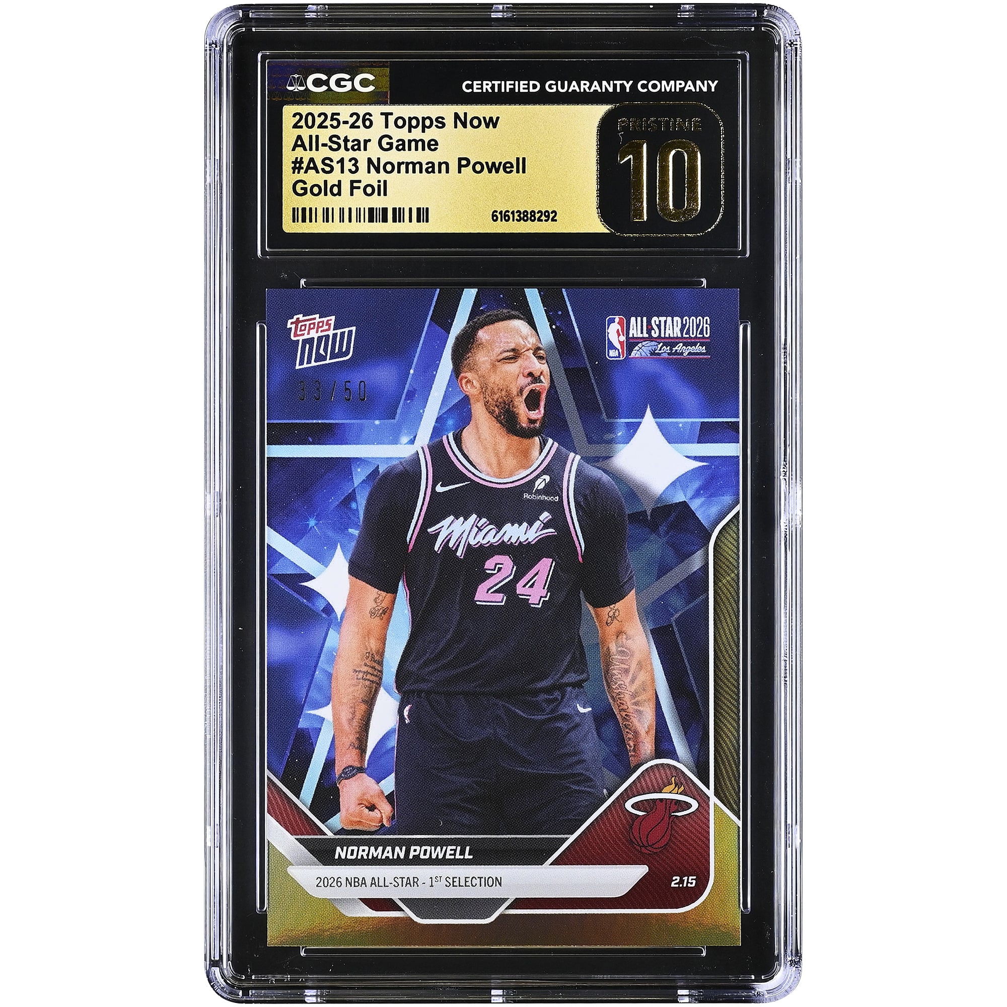 Norman Powell Miami Heat 2025-26 Topps Now All-Star Game Gold Foil #AS13 #/50 CGC Authenticated PRISTINE 10 Card