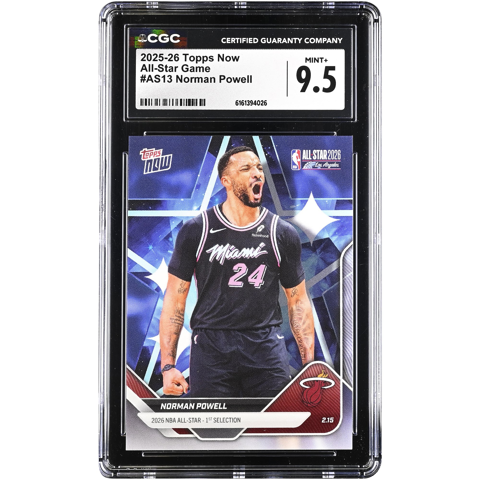 Carte Norman Powell Miami Heat 2025-26 Topps Now All-Star Game #AS13 authentifiée CGC 9.5