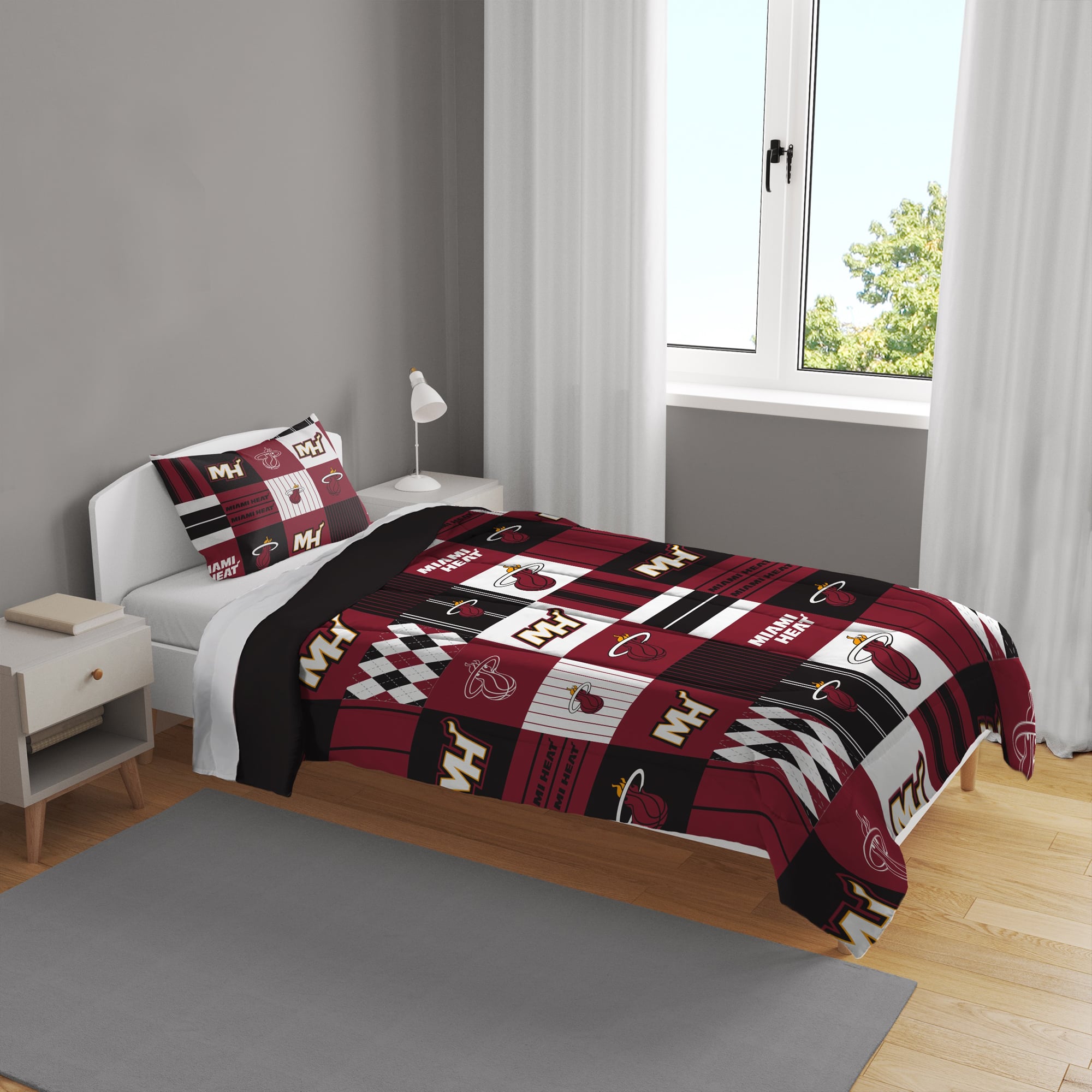 Ensemble de literie deux pièces Pegasus Miami Heat Patchwork Plaid Twin/Twin XL