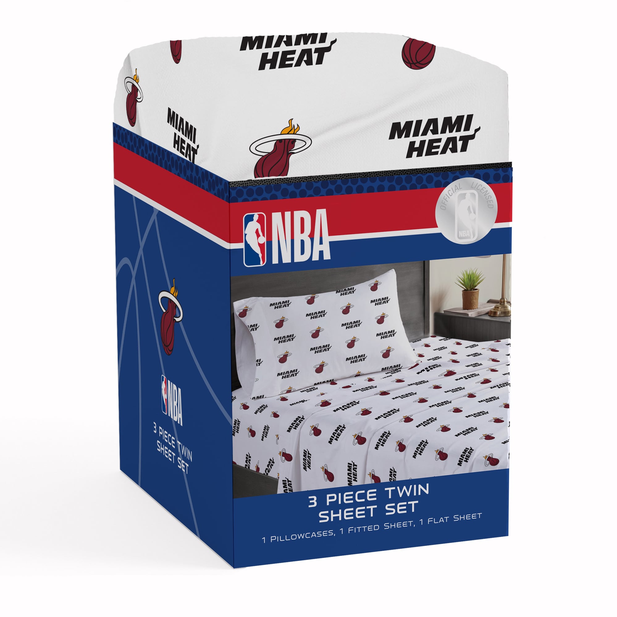 Pegasus Miami Heat Three-Piece Twin Sheet Set