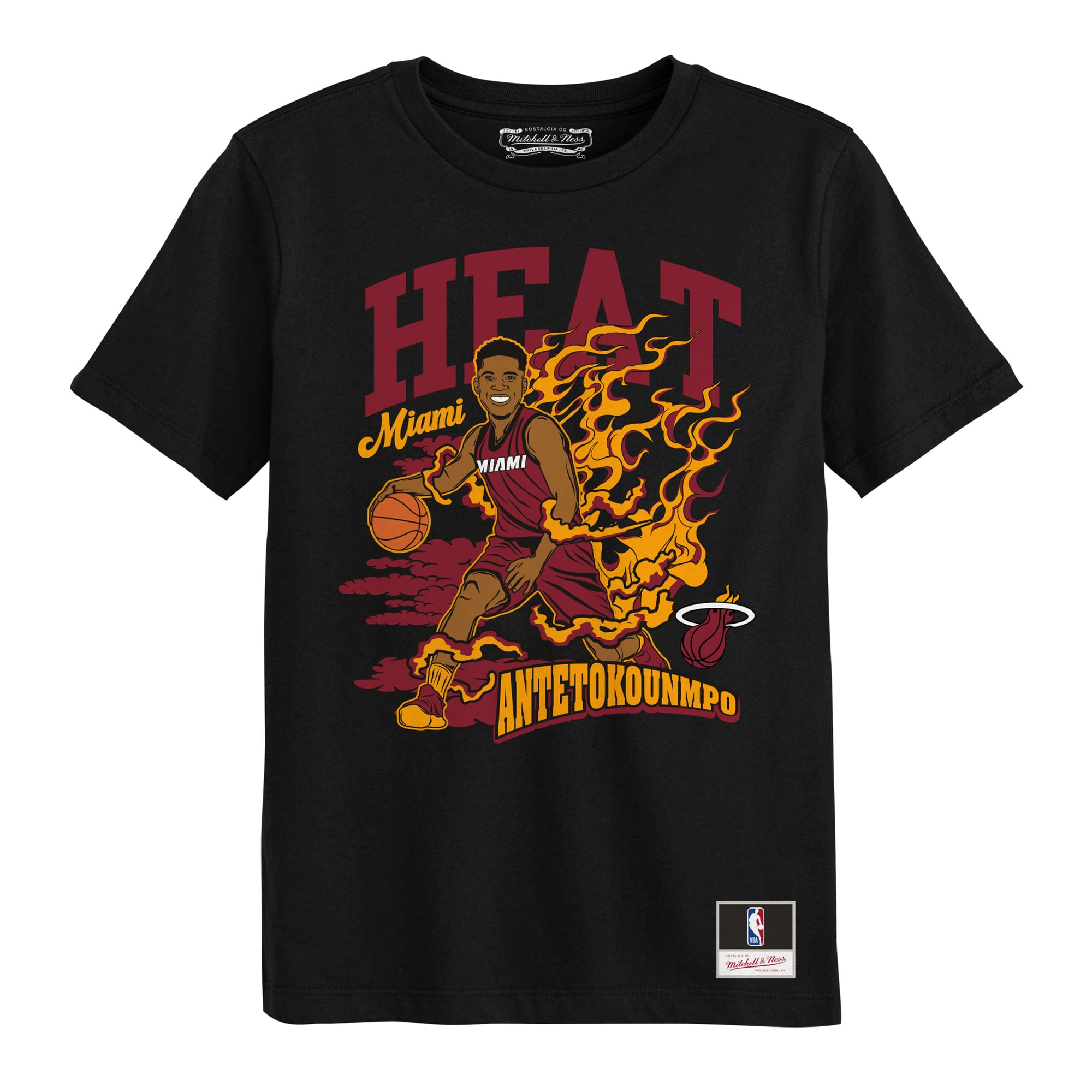Preschool Mitchell & Ness Giannis Antetokounmpo Black Miami Heat Fired Up T-Shirt