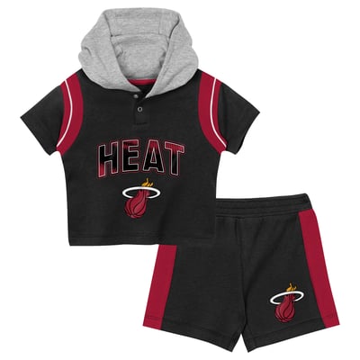 Miami Heat Outerstuff Preschool Get Back Short Sleeve Hoodie & Shorts Two-Pack Set - Black