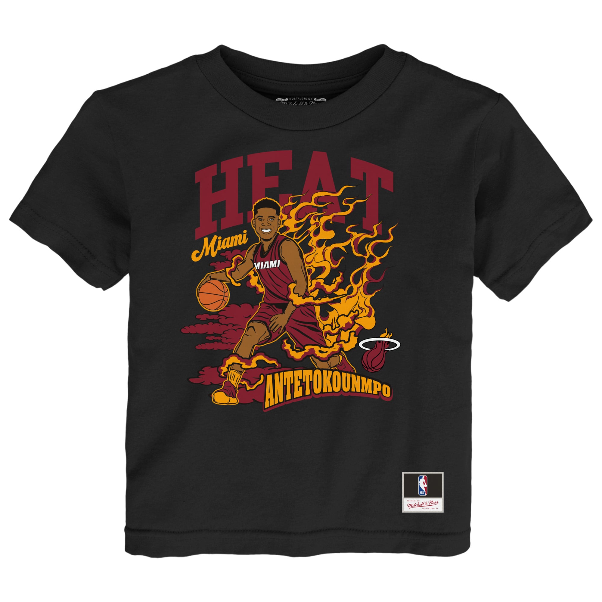 Toddler Mitchell & Ness Giannis Antetokounmpo Black Miami Heat Fired Up T-Shirt