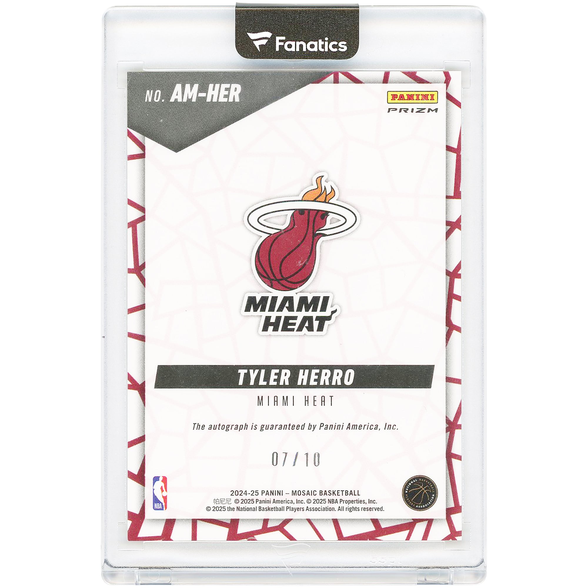 Tyler Herro Miami Heat Autographed 2024-25 Panini Mosaic Gold Prizm #AM-HER #7/10 Card