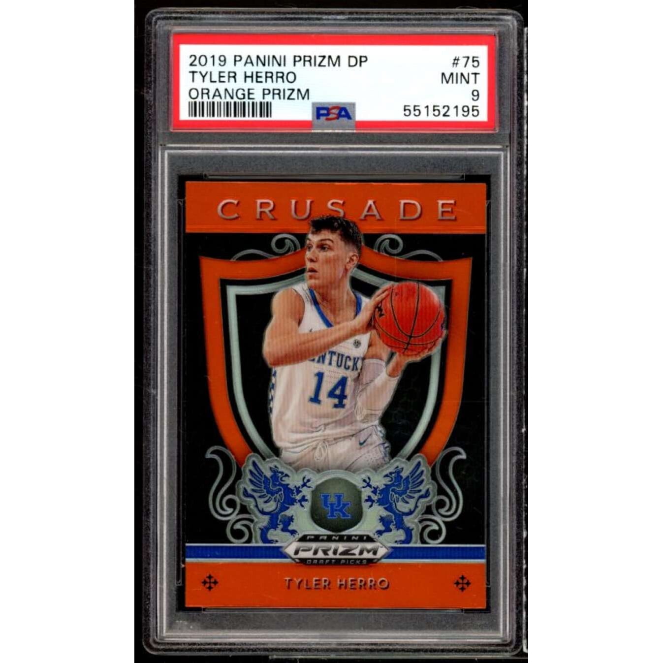 Tyler Herro Rookie Card 2019-20 Panini Prizm DP Orange Prizm #75 PSA 9