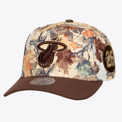 Miami Heat Mitchell & Ness Unisex Leaf Camo Pro Adjustable Hat - Camo
