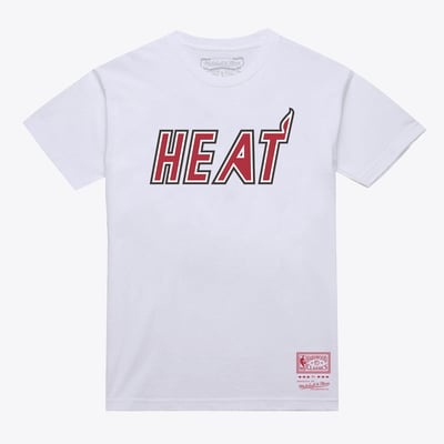  Miami Heat Mitchell & Ness Unisex Hardwood Classics Arch T-Shirt - White