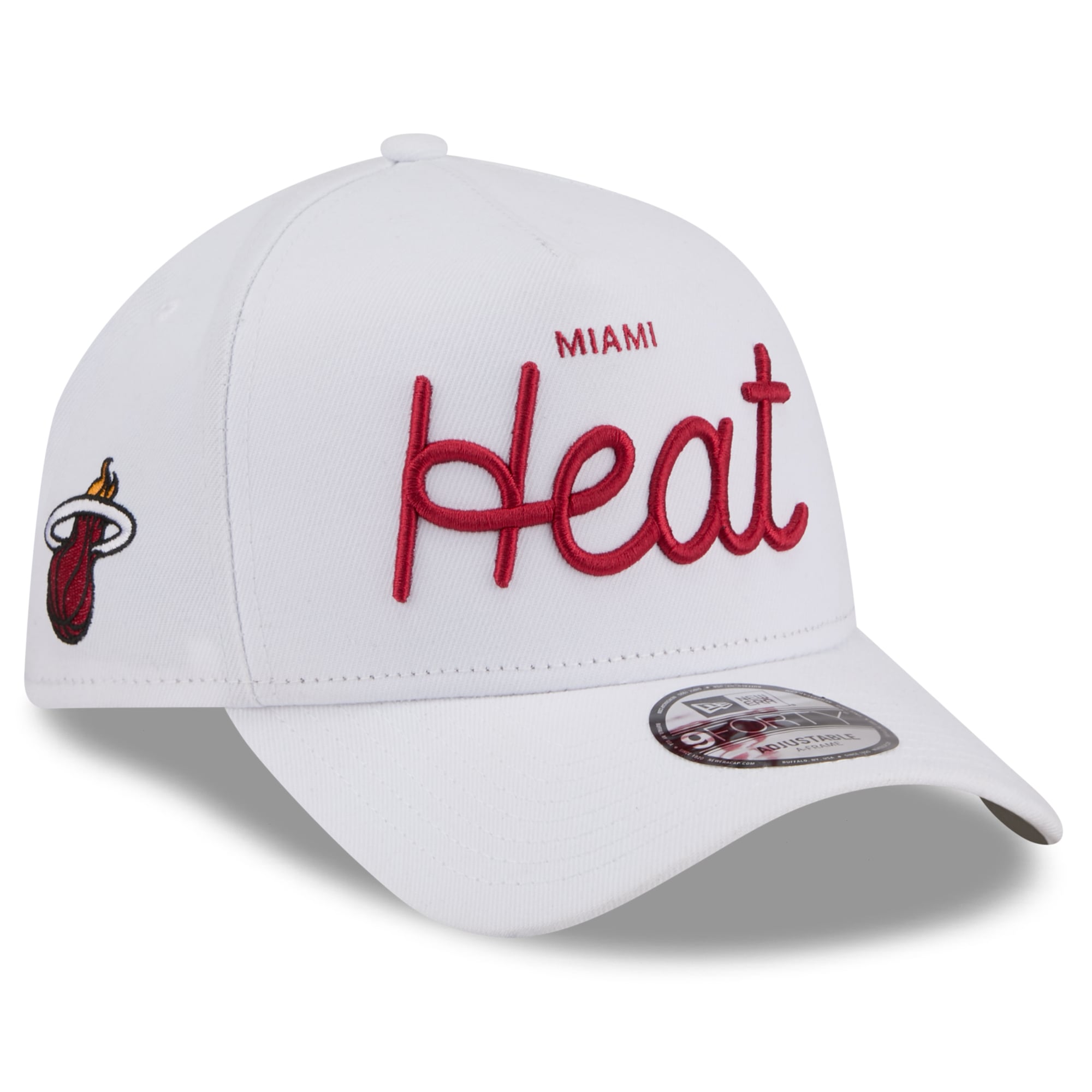 Unisex New Era x Malbon Golf White Miami Heat 9FORTY A-Frame Adjustable Hat