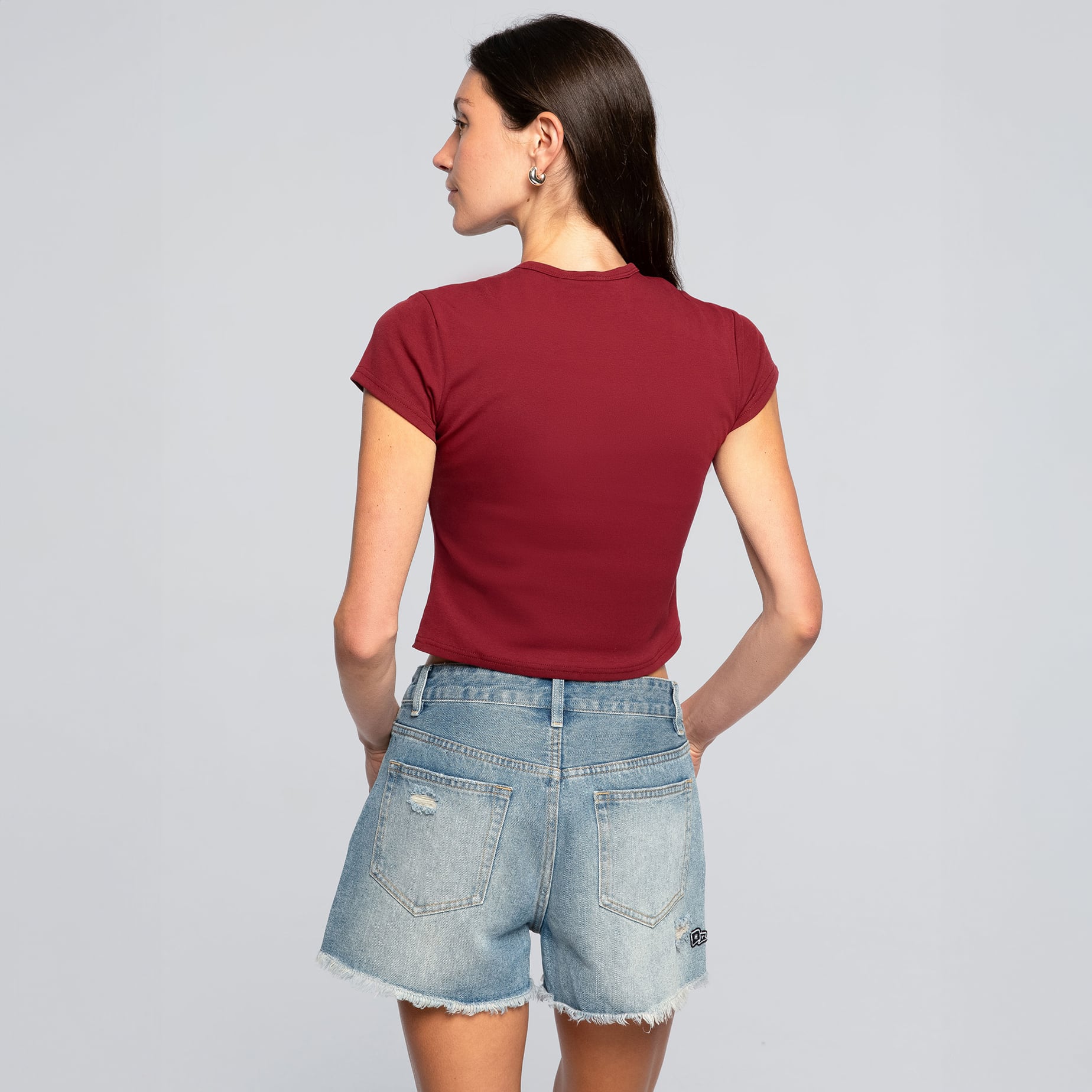 Women's Hype and Vice Red Miami Heat Small Logo Cropped Baby T-Shirt