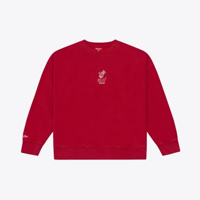  Miami Heat Mitchell & Ness Women's Core Essentials Micro Logo Fleece Sweatshirt - Red