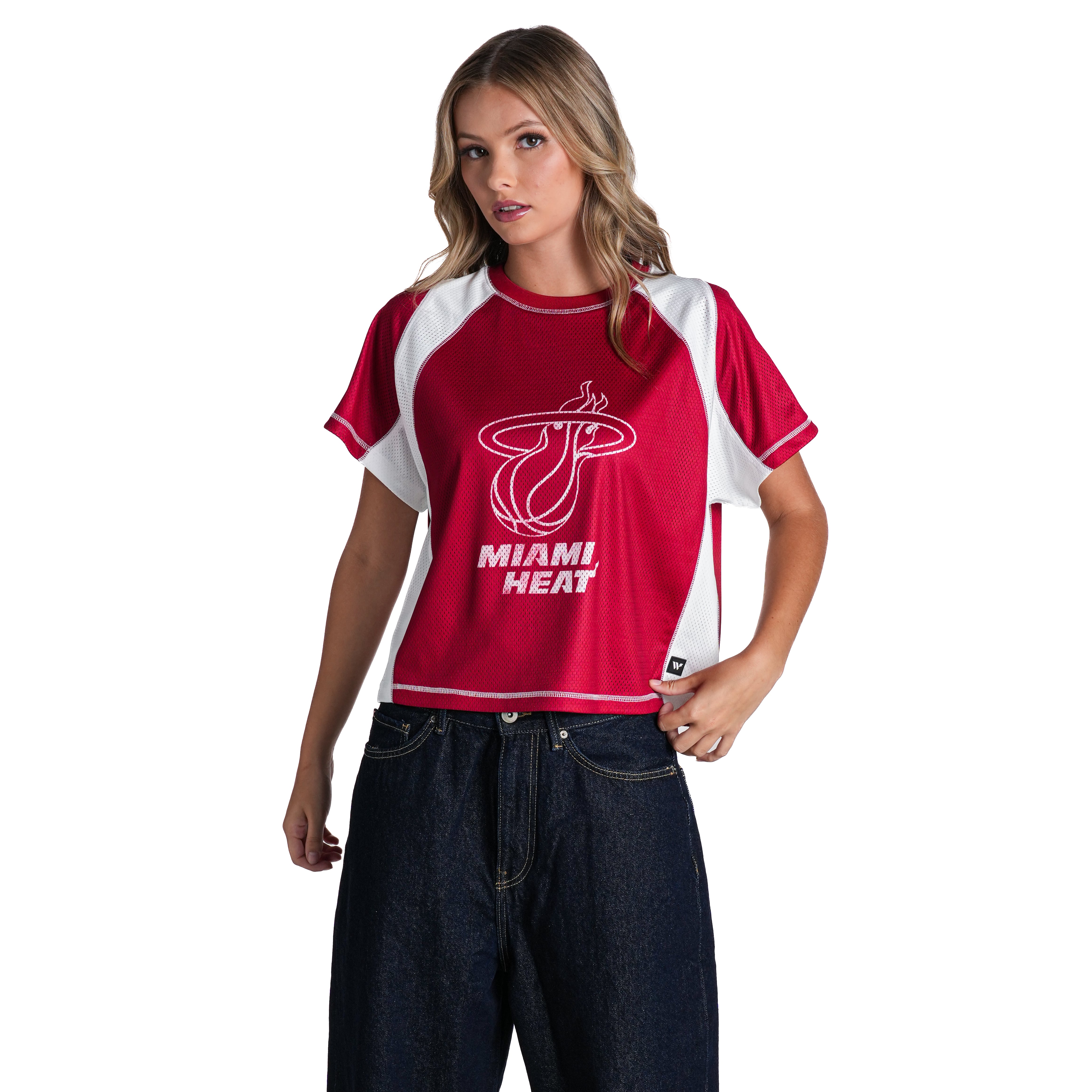 Haut raglan en maille contrastée rouge Miami Heat pour femme, The Wild Collective