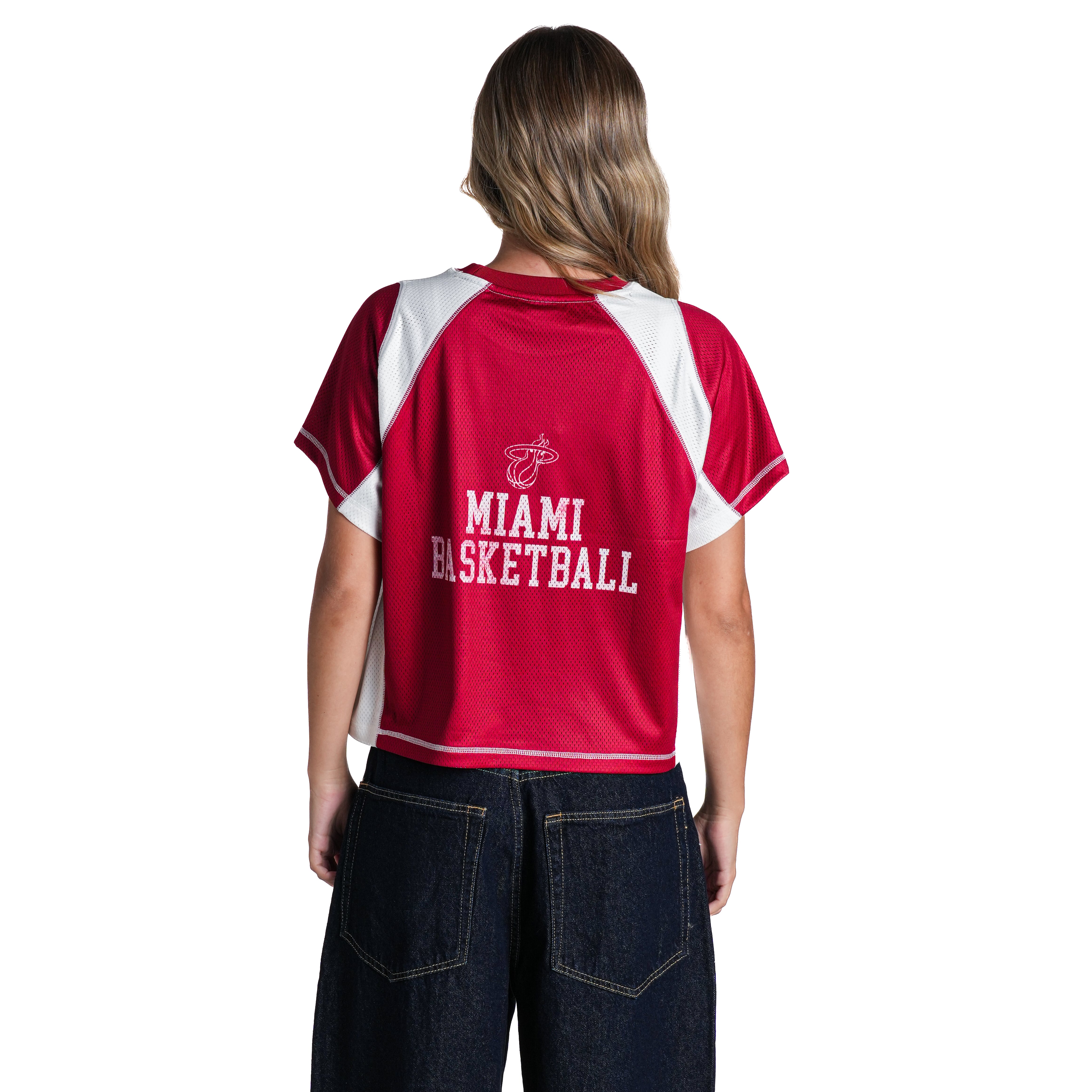Haut raglan en maille contrastée rouge Miami Heat pour femme, The Wild Collective