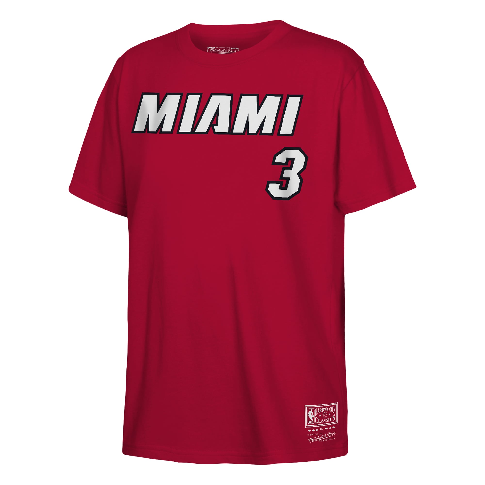 Youth Mitchell & Ness Dwyane Wade Red Miami Heat Hardwood Classics Name Number T-Shirt