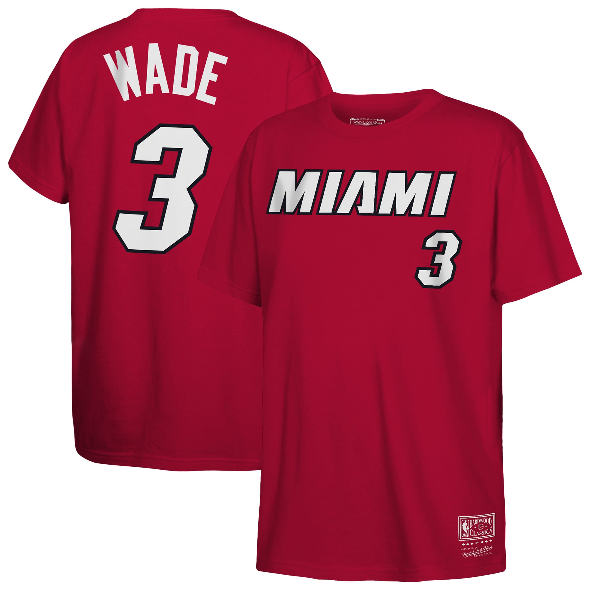 Youth Mitchell & Ness Dwyane Wade Red Miami Heat Hardwood Classics Name Number T-Shirt