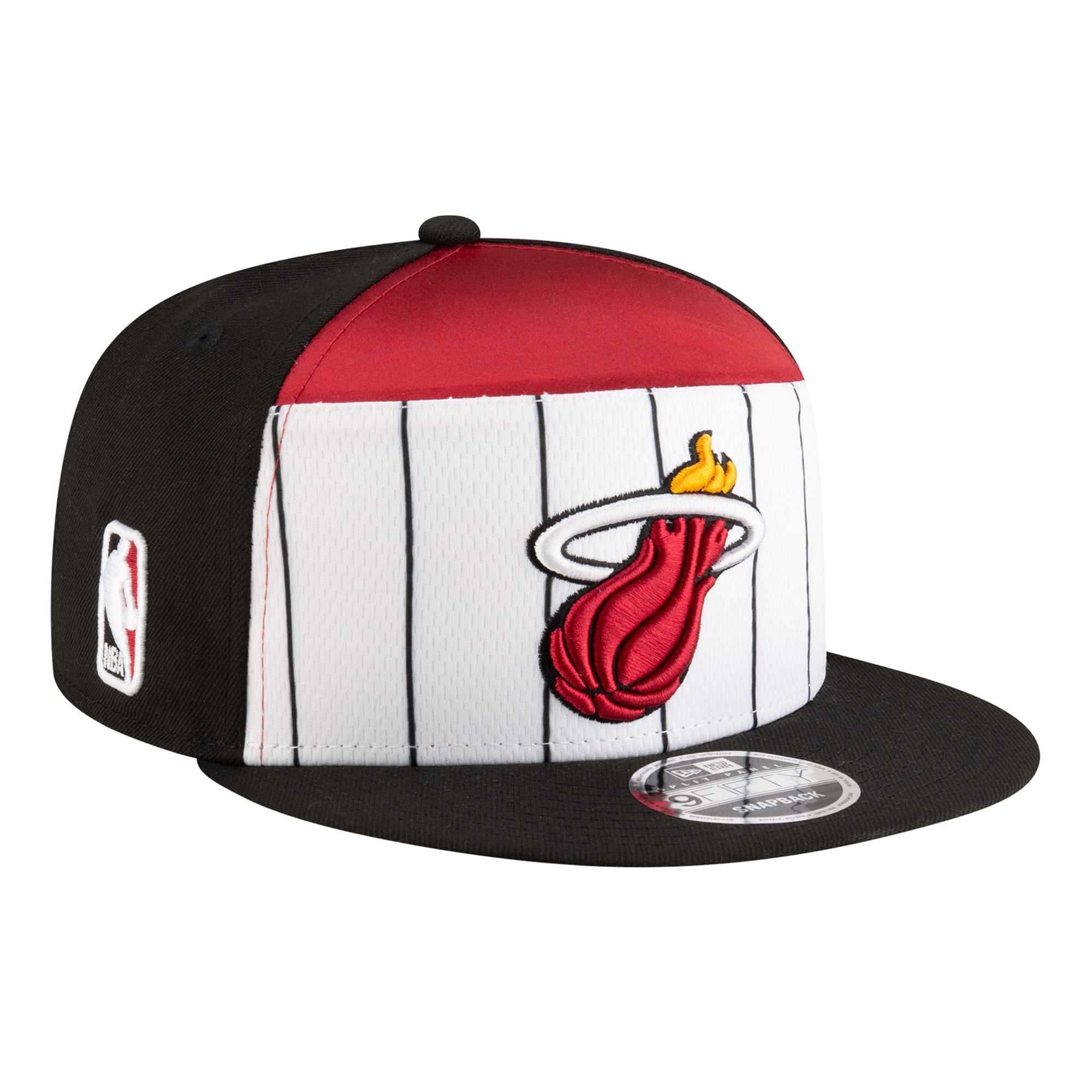 Youth Miami Heat New Era White/Black 2025 NBA Tip Off Split Panel 9FIFTY Snapback Hat