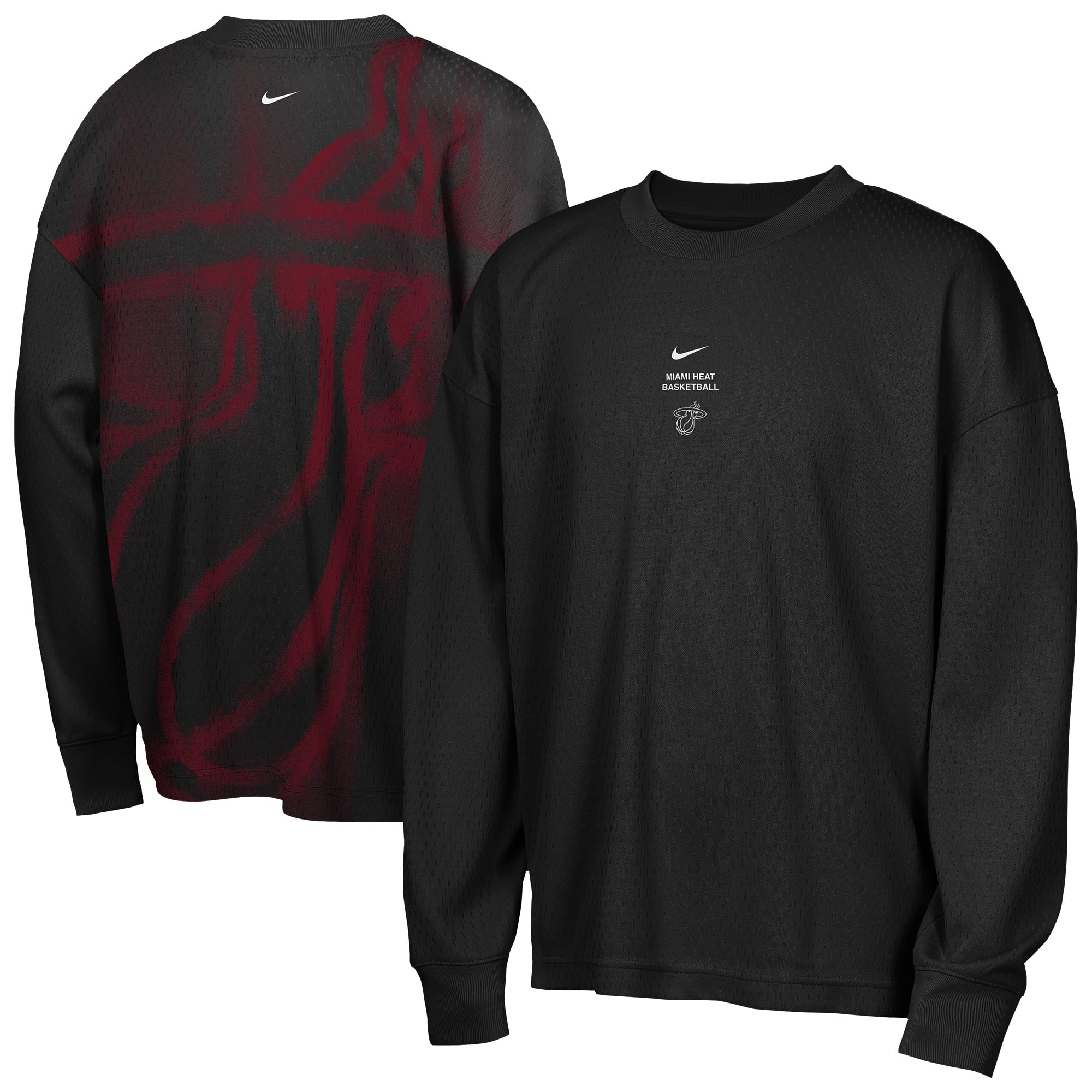 T-shirt à manches longues Nike Miami Heat 2026 Standard Issue pour jeunes, performance avant-match, noir