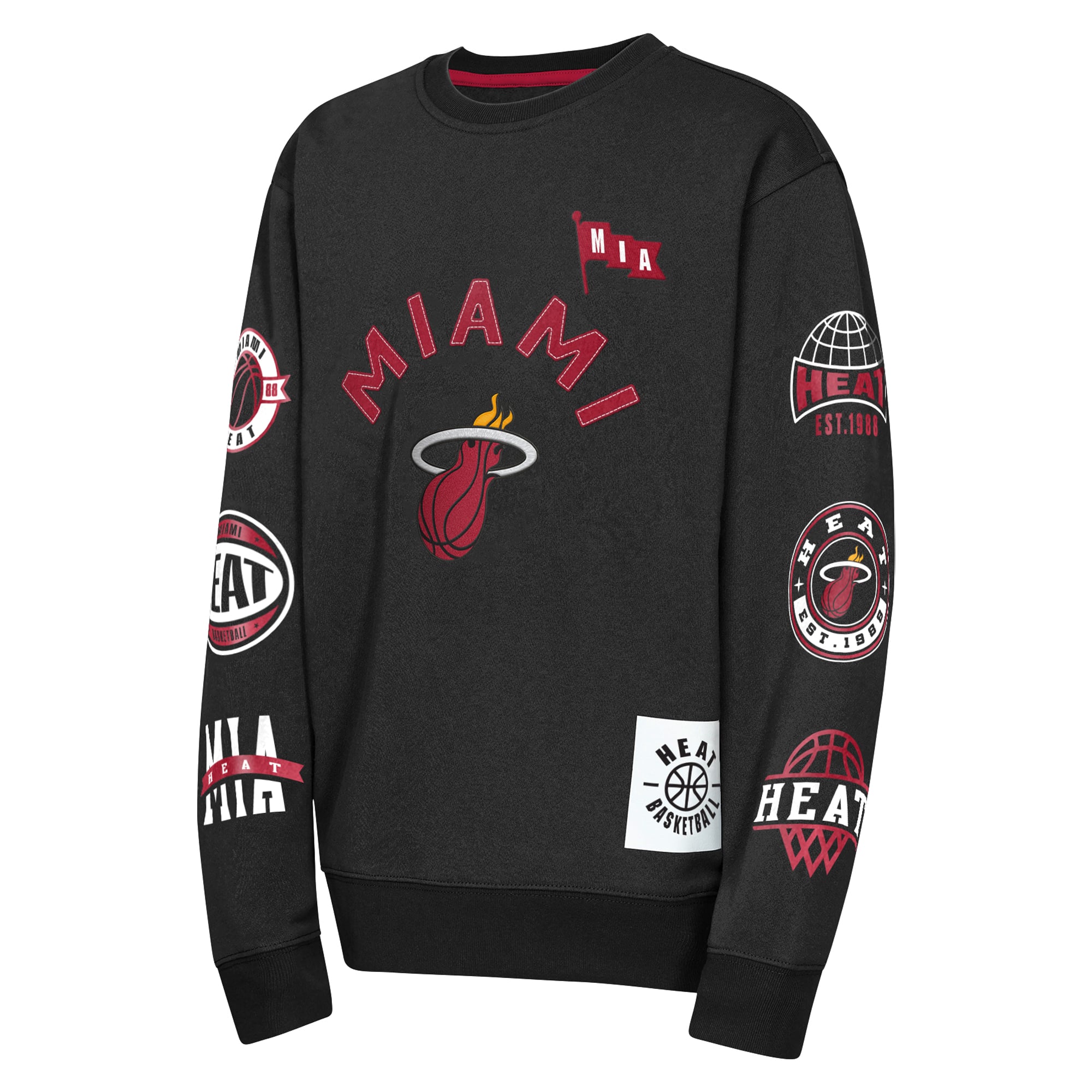 Sweat-shirt Youth Outerstuff noir Miami Heat décoré avec honneur