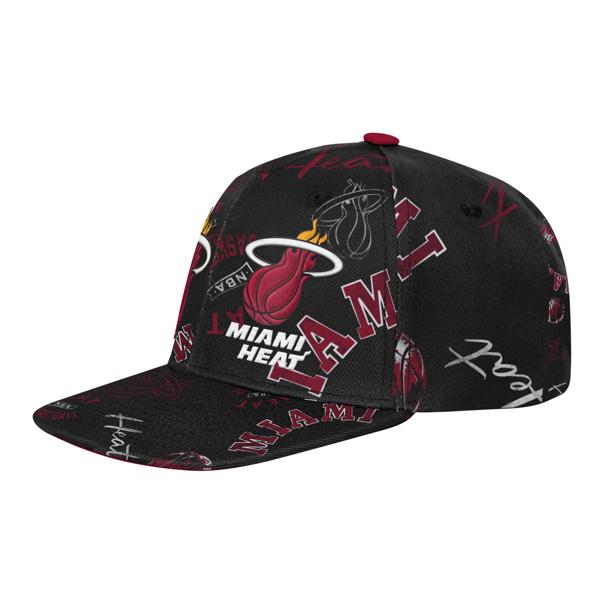 Youth Miami Heat Outerstuff Black Street Hooper Allover Print Snapback Hat